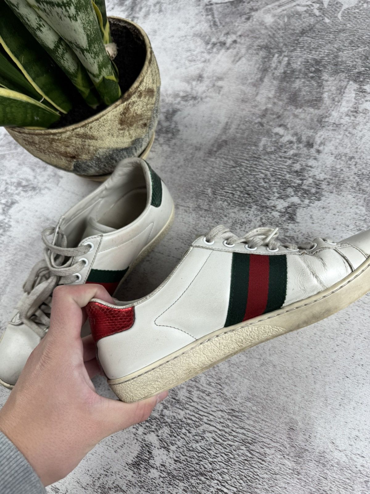 Gucci Gucci Ace Women’s US 7,5 EU 38 White Bee Casual Red Leather Low Shoes Sneakers Size US 7.5 / IT 37.5 - 9 Thumbnail