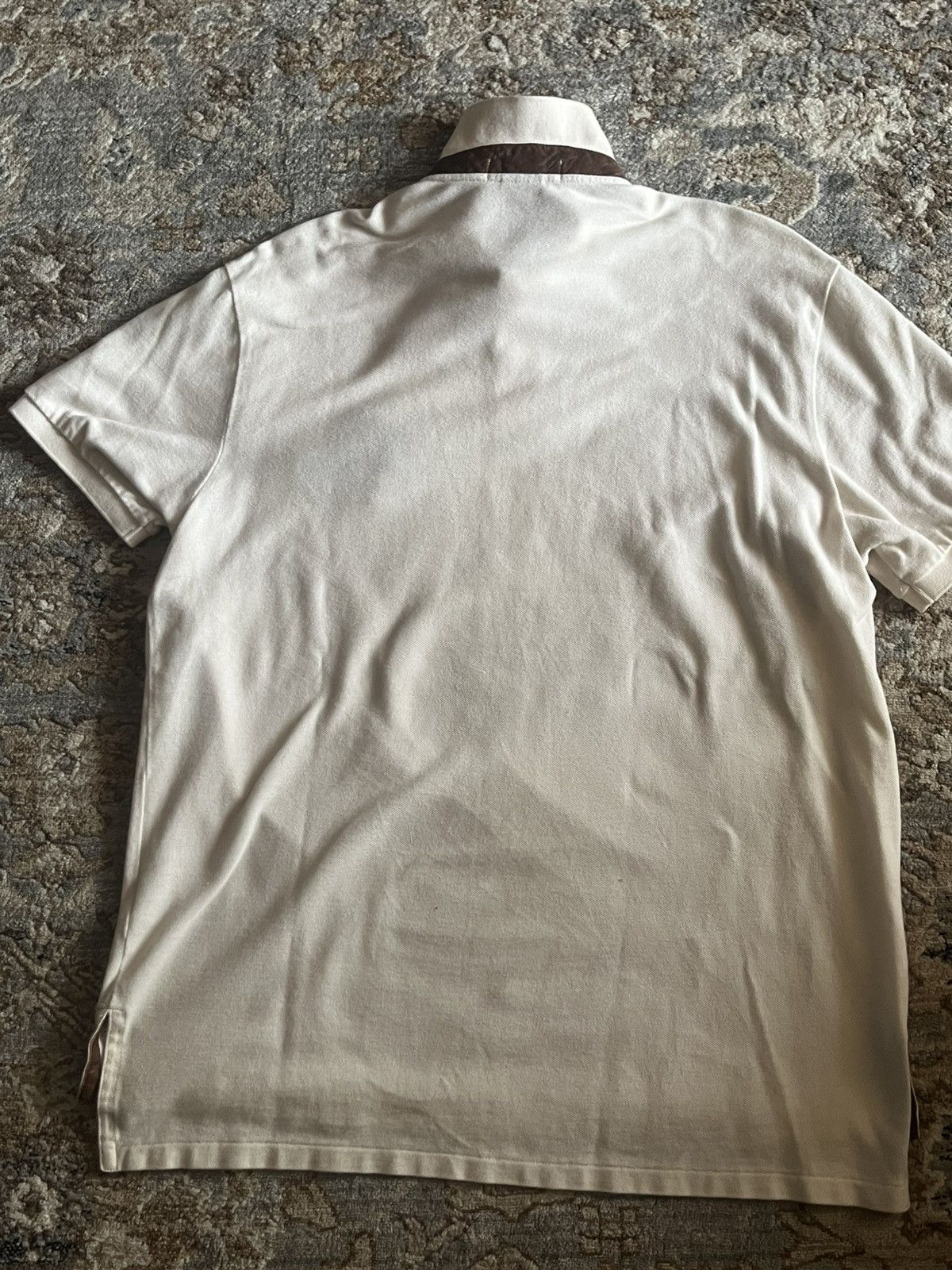 Polo Ralph Lauren OFF WHITE COLOR POLO EQUESTRIAN PONY RARE LEATHER TRIM POLO Size US XL / EU 56 / 4 - 9 Thumbnail