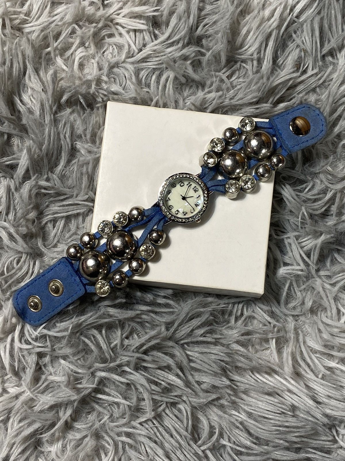 Jewelry Blue Leather Beaded Bracelet Watch – Boho Chic Style Size ONE SIZE - 1 Thumbnail