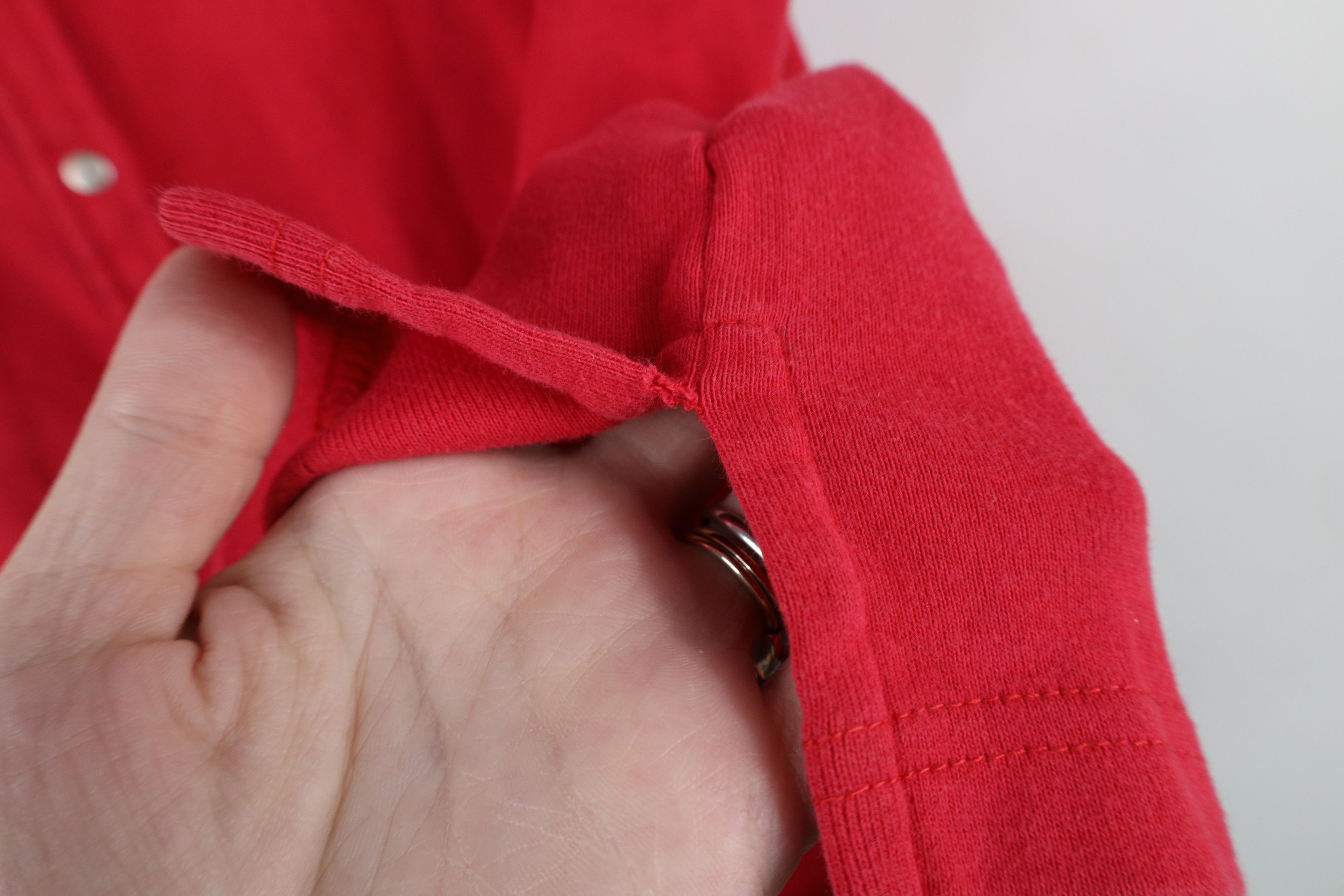 Tommy Hilfiger × Vintage Vintage 90s Y2K Tommy Hilfiger Cropped Snap Button Shirt Red Size XL / US 12-14 / IT 48-50 - 6 Thumbnail