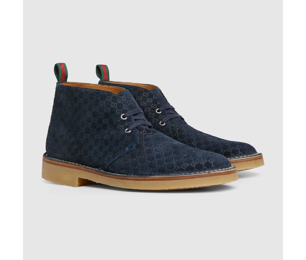 Gucci o1loc1c0326 831283 Men's Ankle Boots With Web in Blue Size US 9.5 / EU 42-43 - 2 Thumbnail
