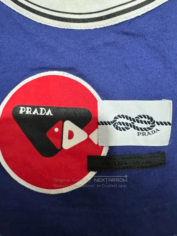 Prada Prada Embroidered Logo Blue Cotton Men's T-Shirt. Size US S / EU 44-46 / 1 - 5 Thumbnail
