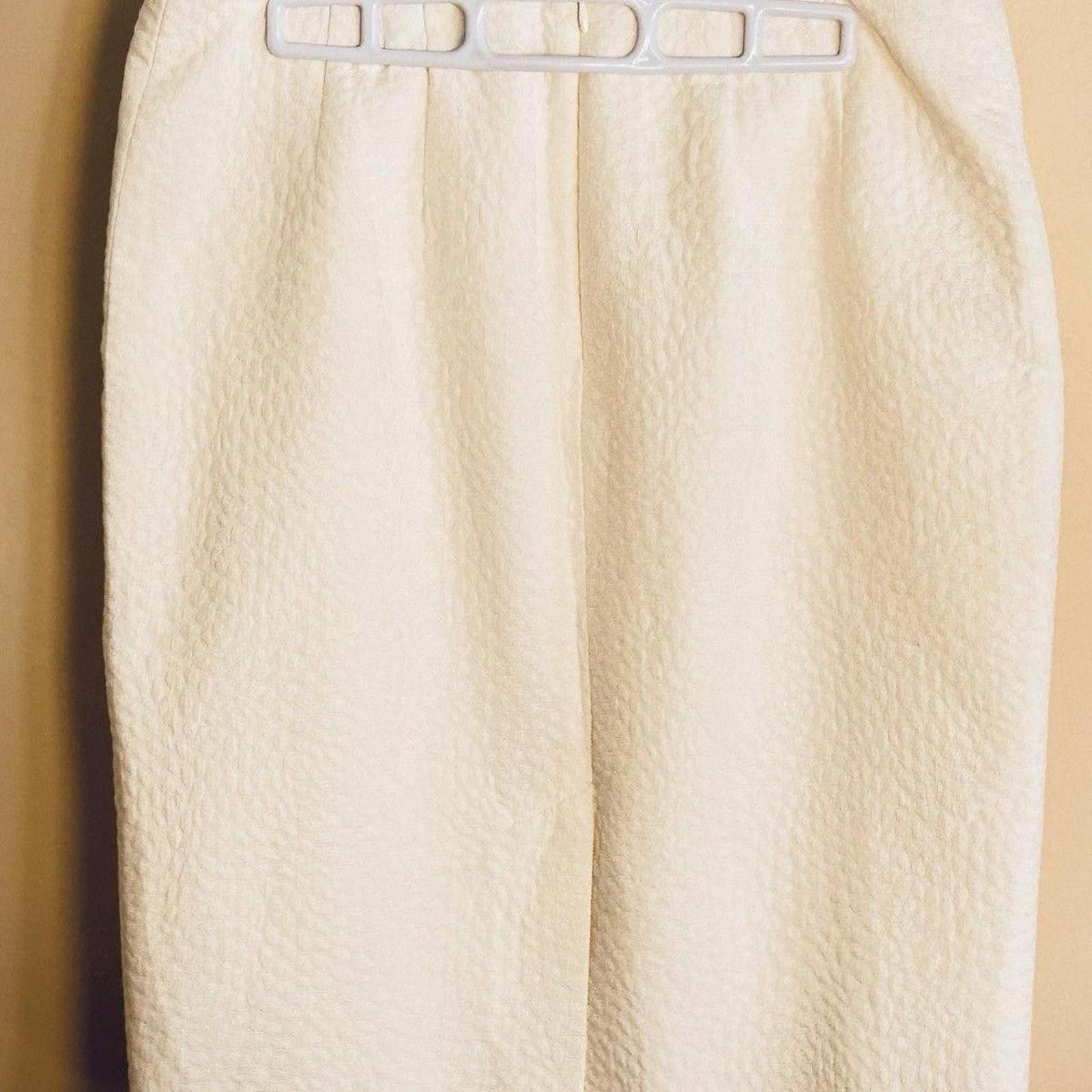 Calvin Klein Calvin Klein Women's Cream Skirt Cotton Blend Midi Pencil Size 32" / US 10 / IT 46 - 2 Thumbnail