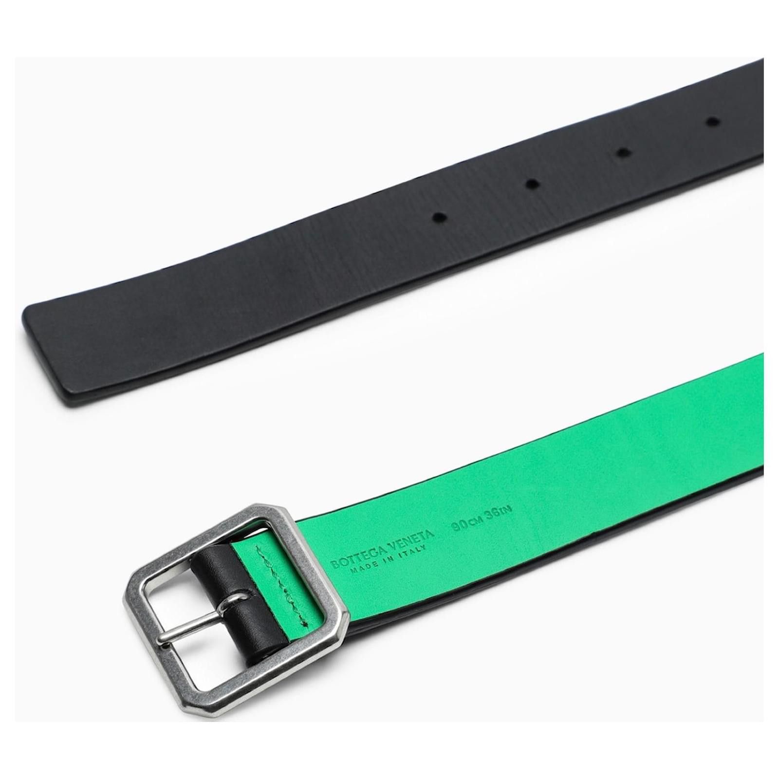 Bottega Veneta o1bcso1str0824 Size : 115 / Belt in Black/Green Size 44 - 3 Thumbnail