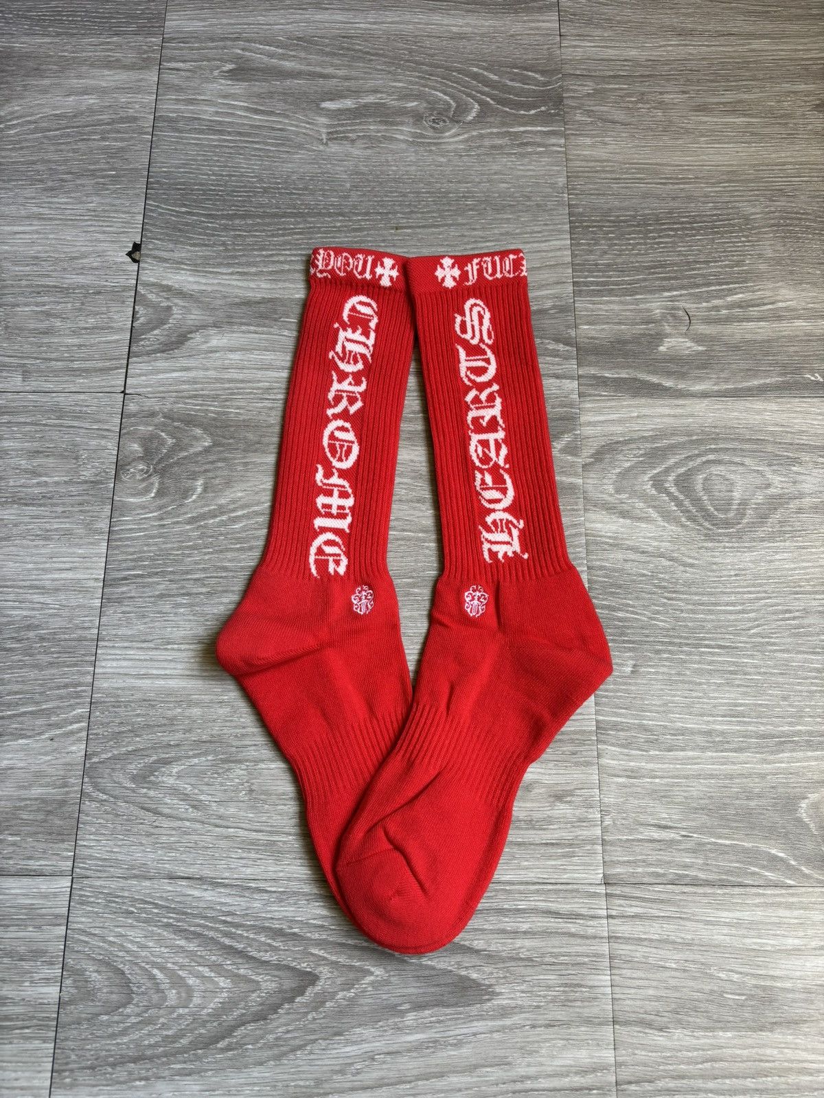 Chrome Hearts CHROME HEARTS WHITE GREEN STRIPED SOCKS FUCK YOU