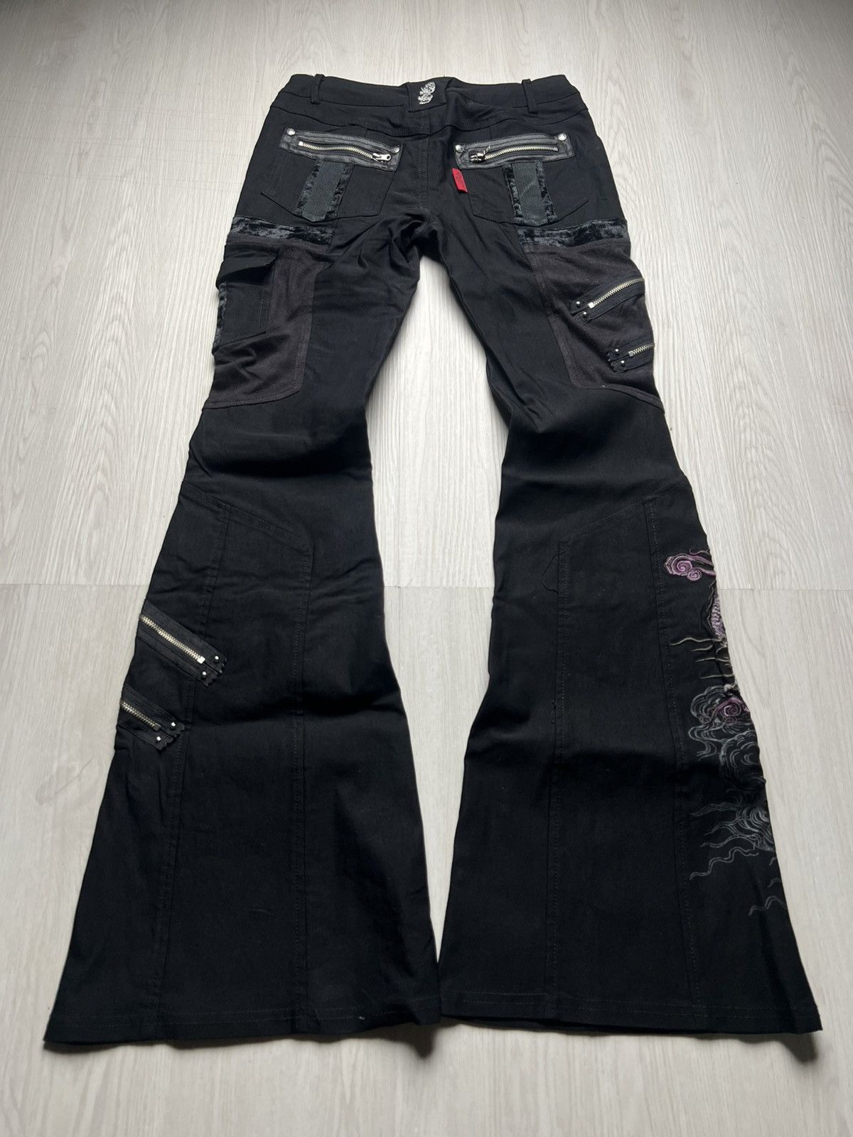 Seditionaries Ozz On Bondage Tribal Embroidered Dragon Flared Pants Size US 28 / EU 44 - 2 Thumbnail