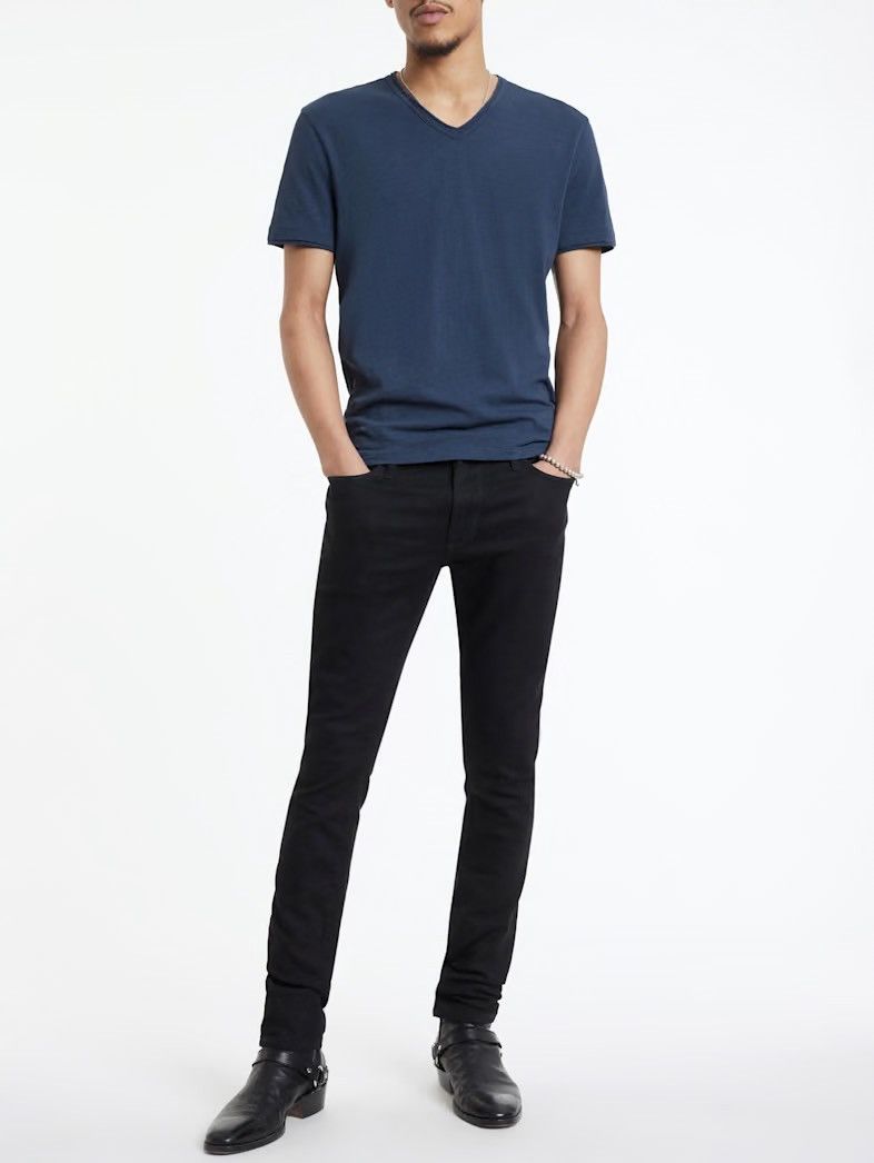 John Varvatos Navy Blue V Neck Tee Size Small Size US S / EU 44-46 / 1 - 1 Thumbnail