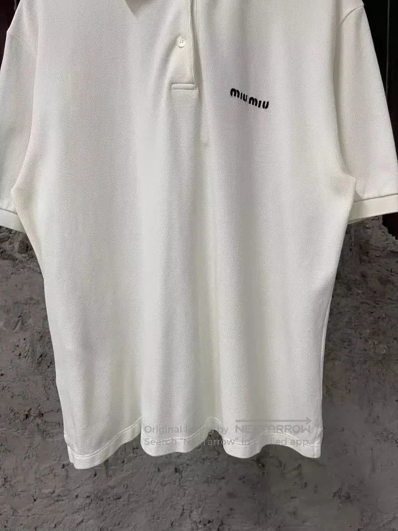 Miu Miu Miu Miu White Short Sleeve Polo Shirt. Size US M / EU 48-50 / 2 - 4 Thumbnail
