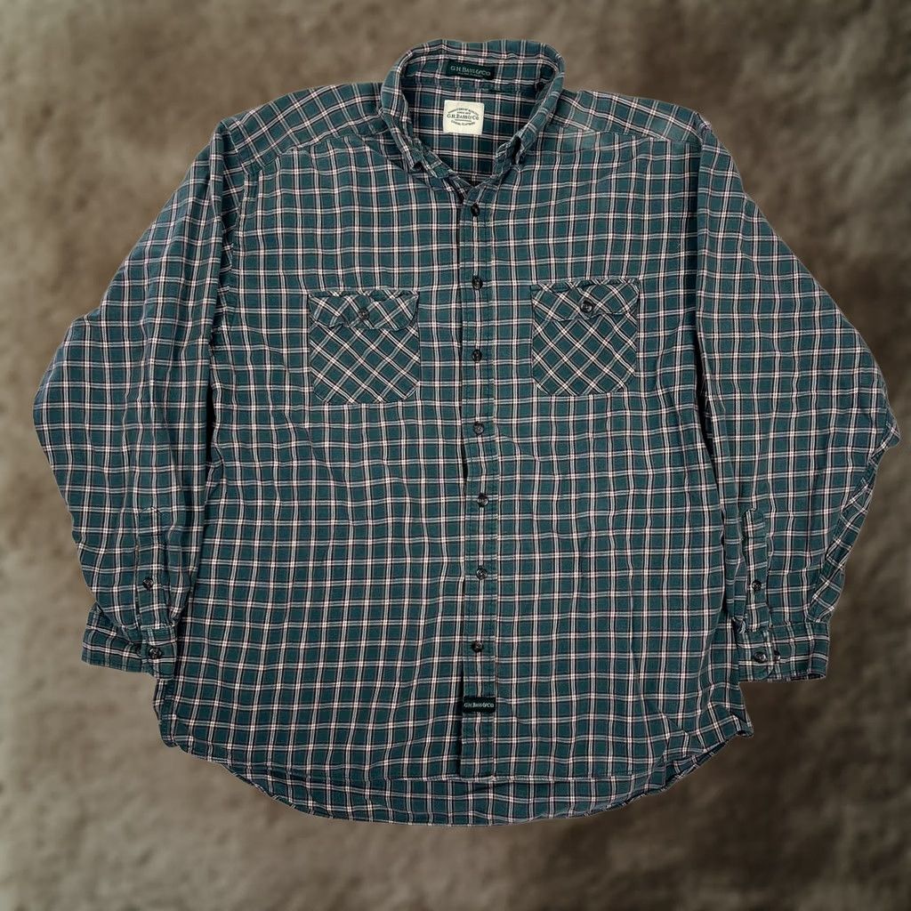 Vintage G.H. Bass & Co. Shirt Mens XL Green Plaid Flannel Long Sleeve Button Front Size US XL / EU 56 / 4 - 1 Thumbnail