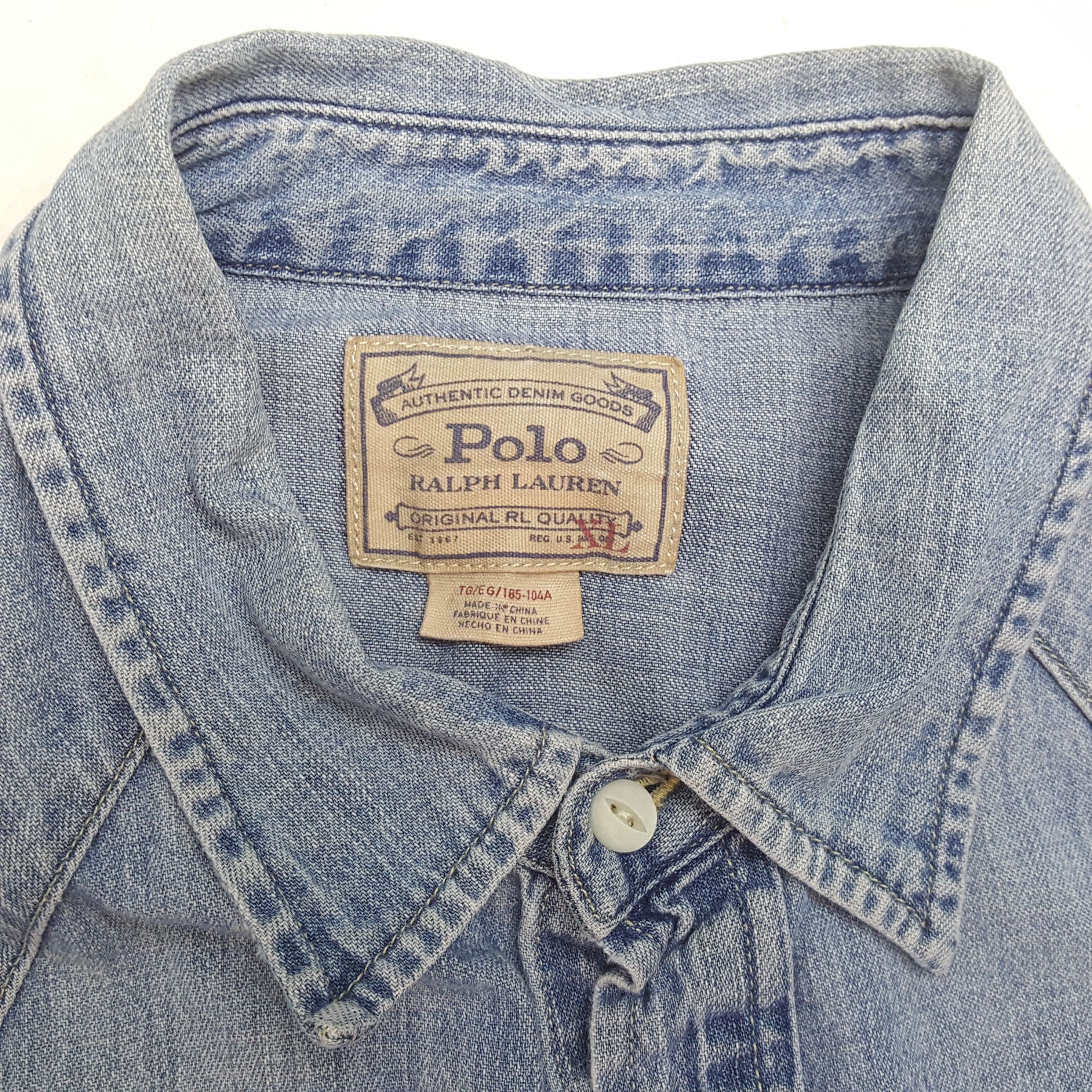 Polo Ralph Lauren × Vintage POLO RALPH LAUREN Fashion Style Double Pocket Denim Shirt Size US XL / EU 56 / 4 - 9 Thumbnail
