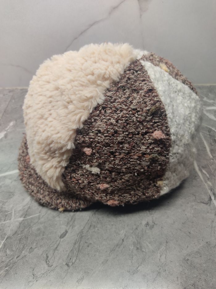 Japanese Brand Vintage A Fleece + Knit Patchwork Style Cap Hat Size ONE SIZE - 3 Thumbnail