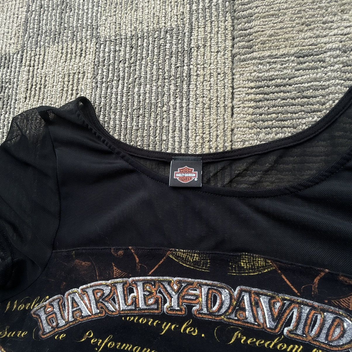 Harley Davidson Vtg Harley Davidson Shirt Black Sheer Micro Mesh Embellished Size L / US 10 / IT 46 - 3 Thumbnail