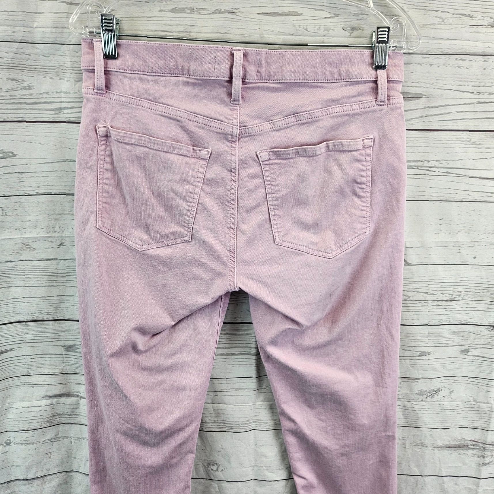 Loft VINTAGE? No. (Corrected) LOFT Womens Modern Skinny Jeans Sz 6 Purple/Pink Raw Hem Mid Rise Denim Cotton Blend Zip Cropped Inseam 26 Womens Size 28" / US 6 / IT 42 - 4 Thumbnail