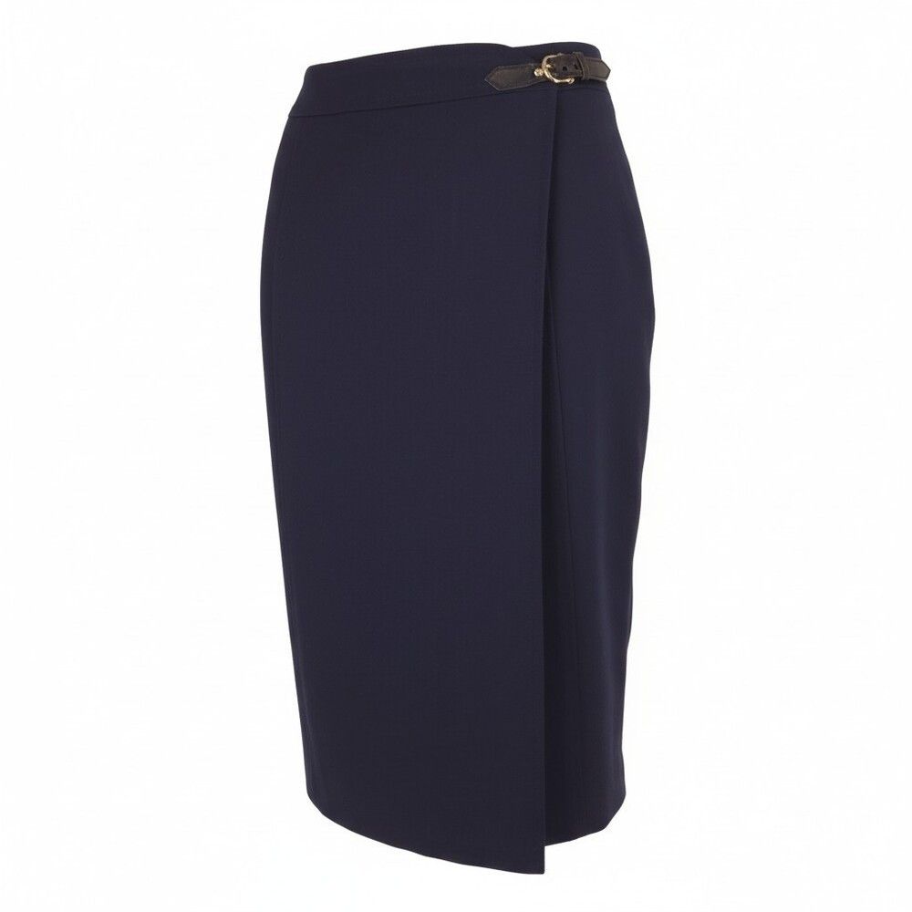 Celine Vintage 80s/90s Celine Paris Wool Wrap Skirt Size 40 M Navy Size 30" / US 8 / IT 44 - 1 Thumbnail