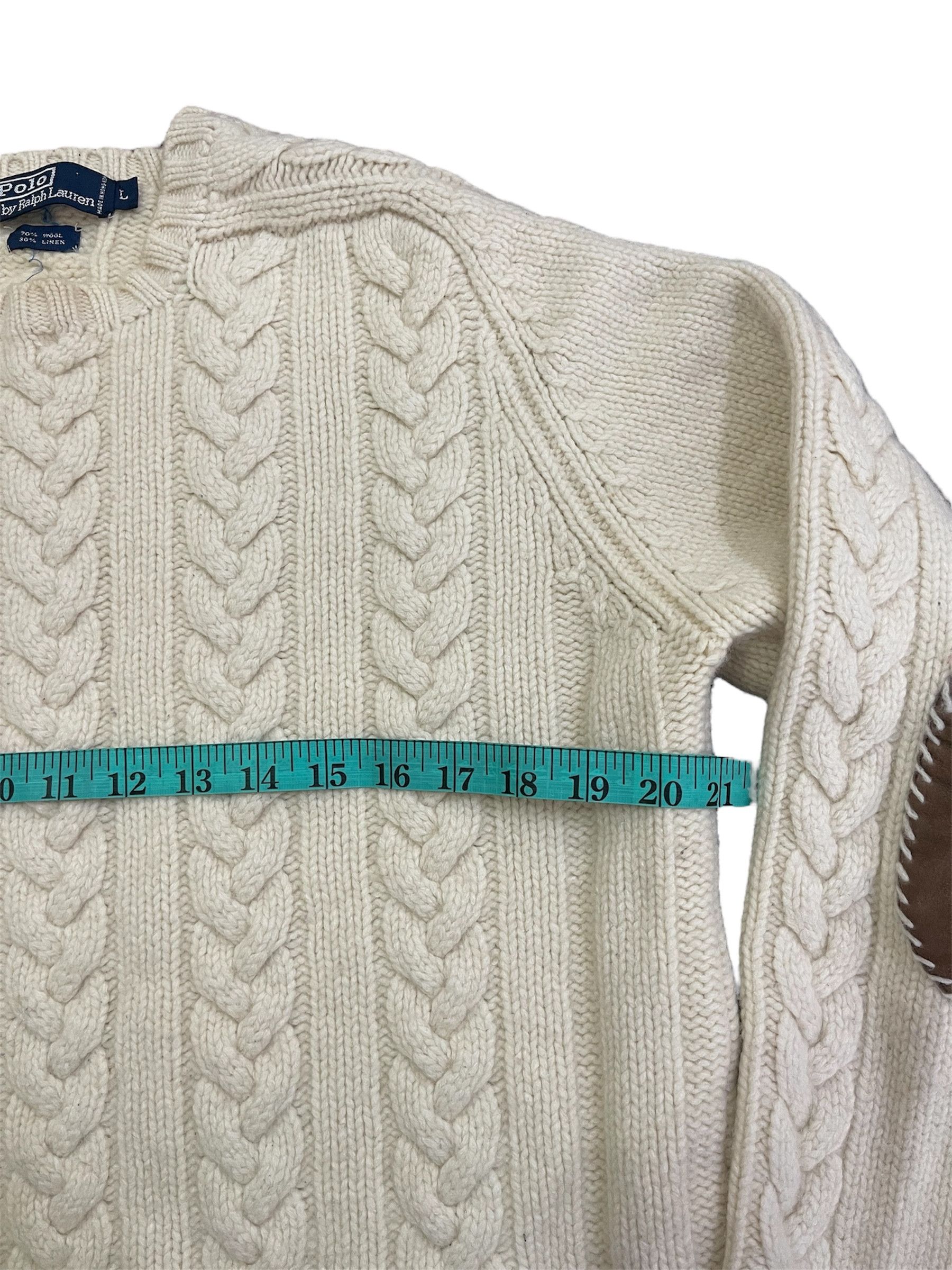 Polo Ralph Lauren × Ralph Lauren Polo Wool Knitwear Jumper Pullover Suede Elbow Size L / US 10 / IT 46 - 5 Thumbnail