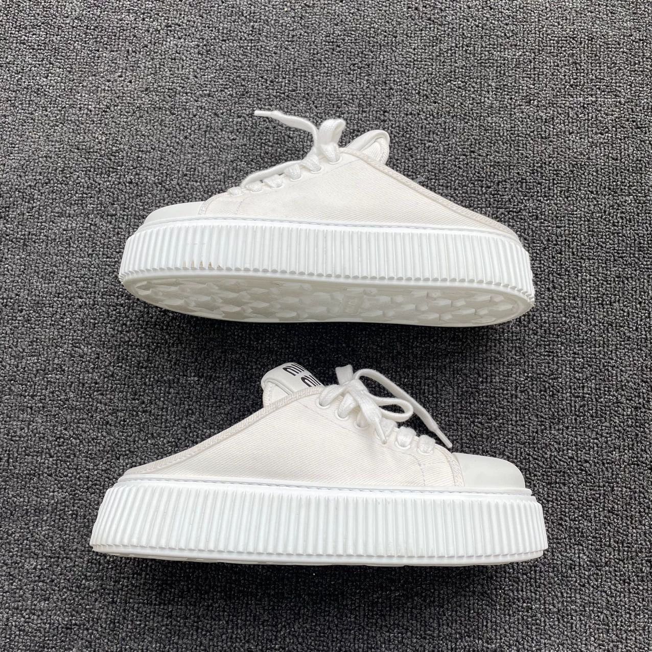 Miu Miu MIU MIU white denim sneakers Size US 5.5 / IT 35.5 - 5 Thumbnail