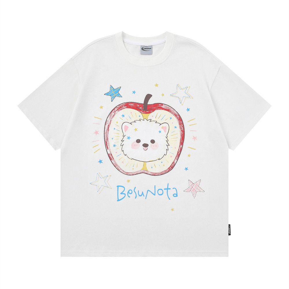 Japanese Brand Apple Cartoon Star Print Short-Sleeve T-Shirt for Men Size US M / EU 48-50 / 2 - 1 Thumbnail