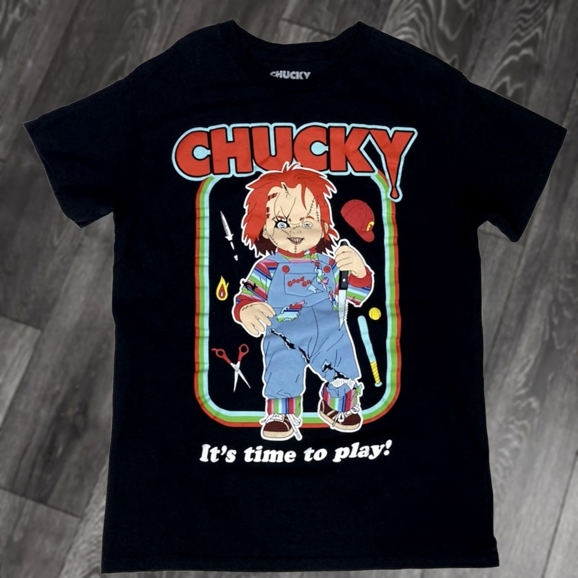 Vintage Chucky T-Shirt Women Small Black Short Sleeve Crew Neck Pullover Casual Halloween Movie Size S / US 4 / IT 40 - 1 Thumbnail
