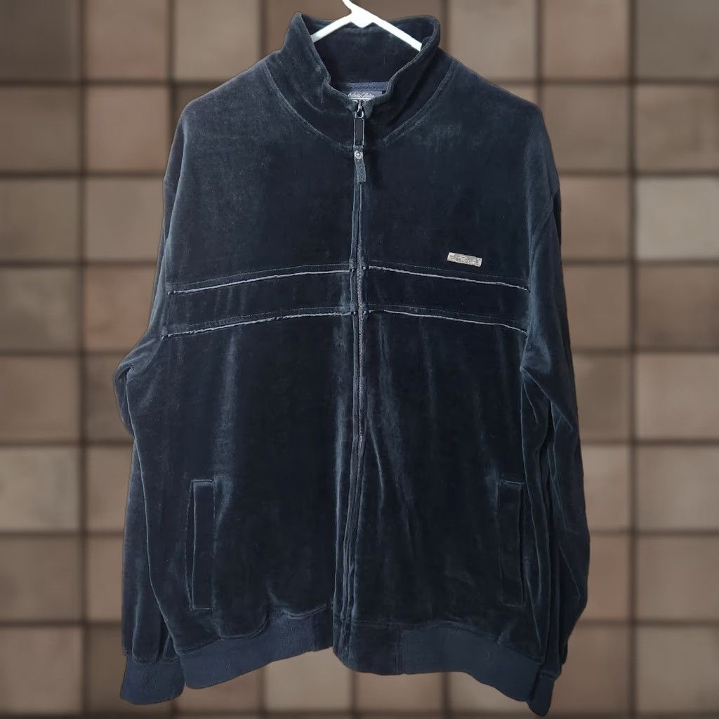 Southpole VINTAGE South Pole Mens Black Velour Full Zip Track Jacket-Size L Size US L / EU 52-54 / 3 - 1 Thumbnail
