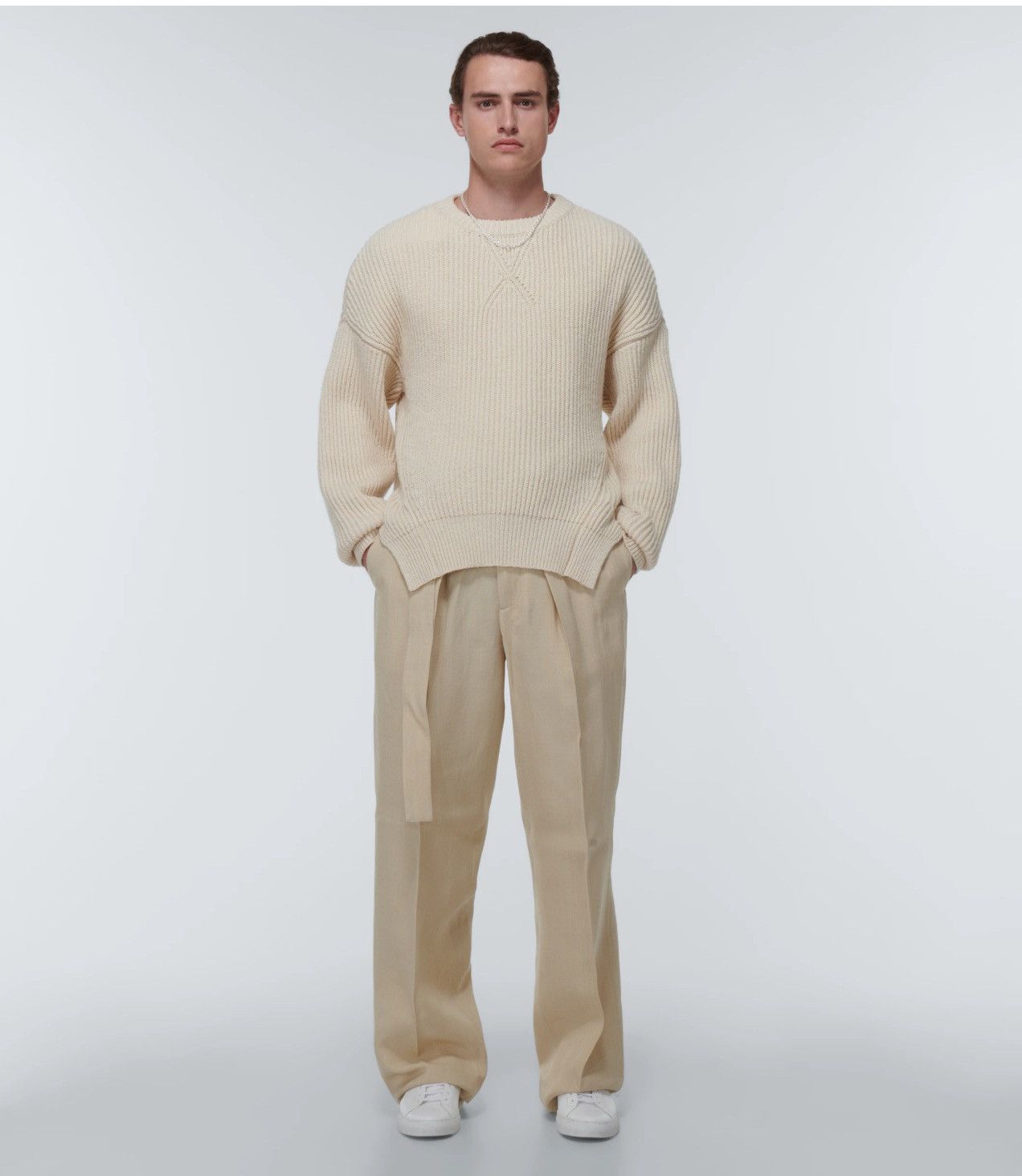 Jil Sander Jil Sander Beige Silk-Viscose Belted Wide-Leg Trousers – 52 Size US 36 / EU 52 - 1 Thumbnail