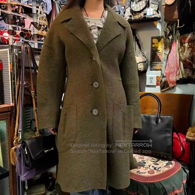Issey Miyake Issey Miyake 3D tailored spliced green wool coat Size M / US 6-8 / IT 42-44 - 1 Thumbnail