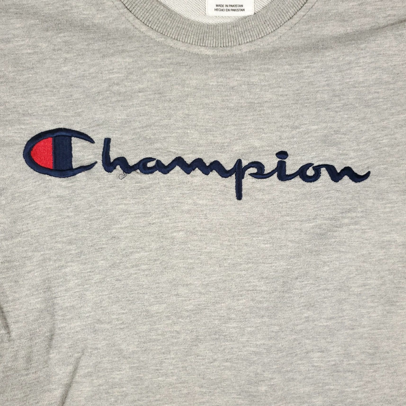 Champion VINTAGE Champion Sweatshirt Mens Large Pullover Hoodie Casual Gray Cotton Blend Knitted Logo 80s 90s Mens Size US L / EU 52-54 / 3 - 2 Thumbnail