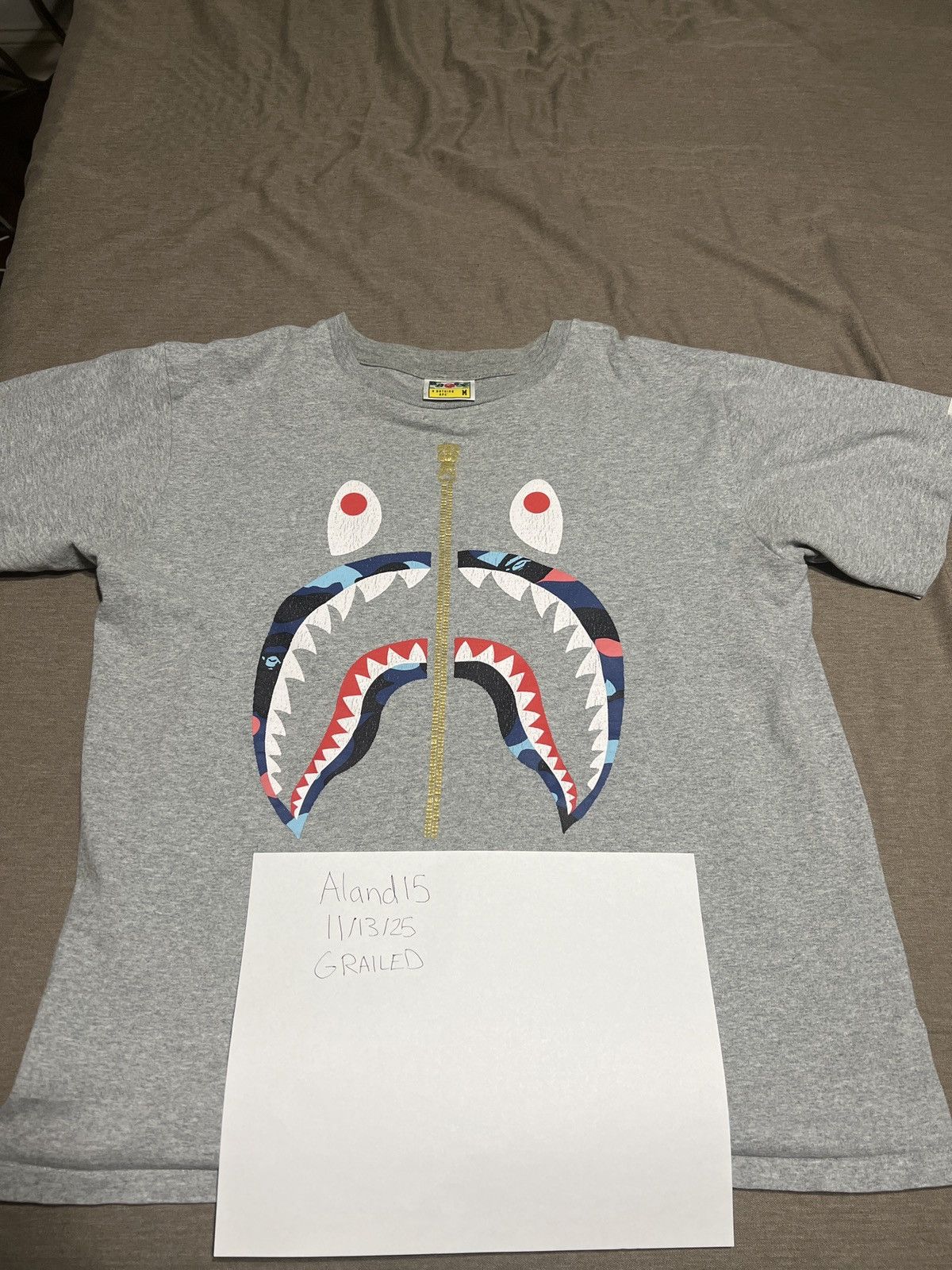 Bape BAPE Shark T Shirt ‘Grey’ Size US M / EU 48-50 / 2 - 1 Thumbnail