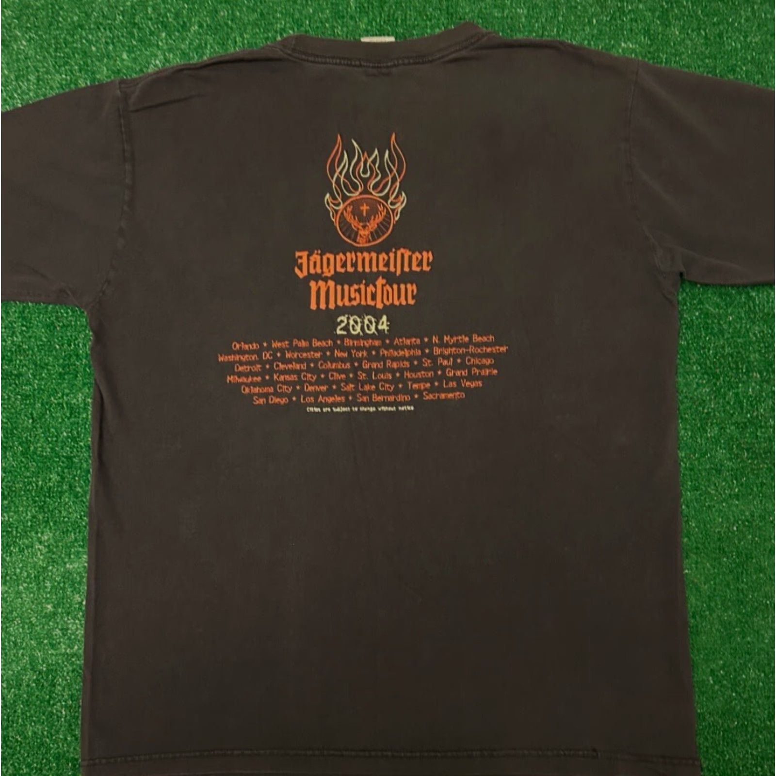 Logo 7 VINTAGE Jagermeister Music Tour 2004 Rock Flames Logo VTG Shirt Mens L Black Short Sleeve T-Shirt Logo 90s Y2K Bands Mens Size US L / EU 52-54 / 3 - 4 Thumbnail