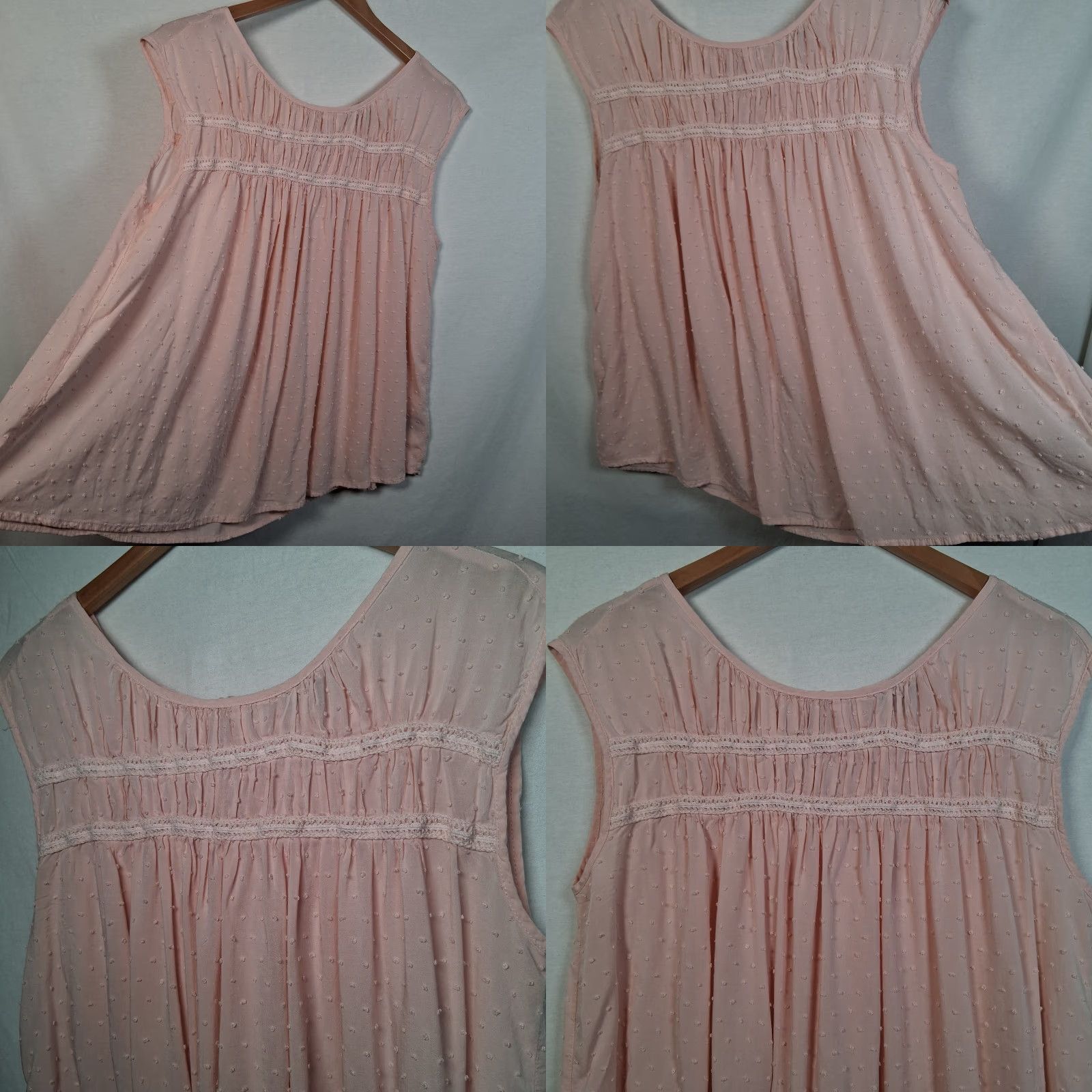 Torrid Torrid Blouse Size 0 US 12 Sleeveless Pink Swiss Dot Peasant Crochet Feminine Size XS / US 0-2 / IT 36-38 - 8 Thumbnail