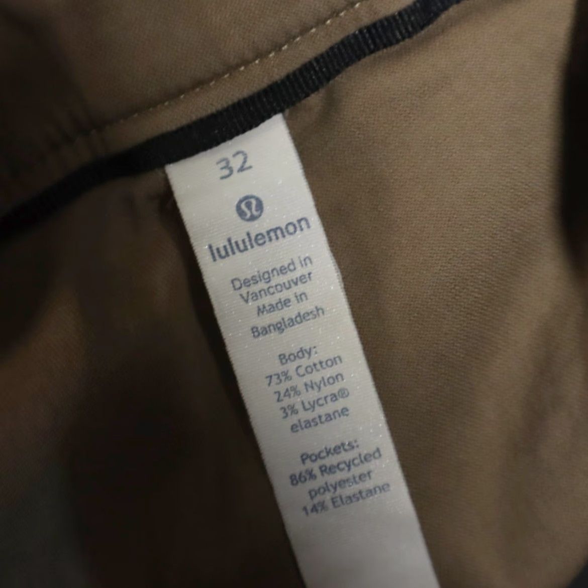 Lululemon Lululemon Commission Chino Pants Brown Men's 32 Regular Inseam 32 Flat Front Solid Polyester Woven Size US 32 / EU 48 - 5 Thumbnail