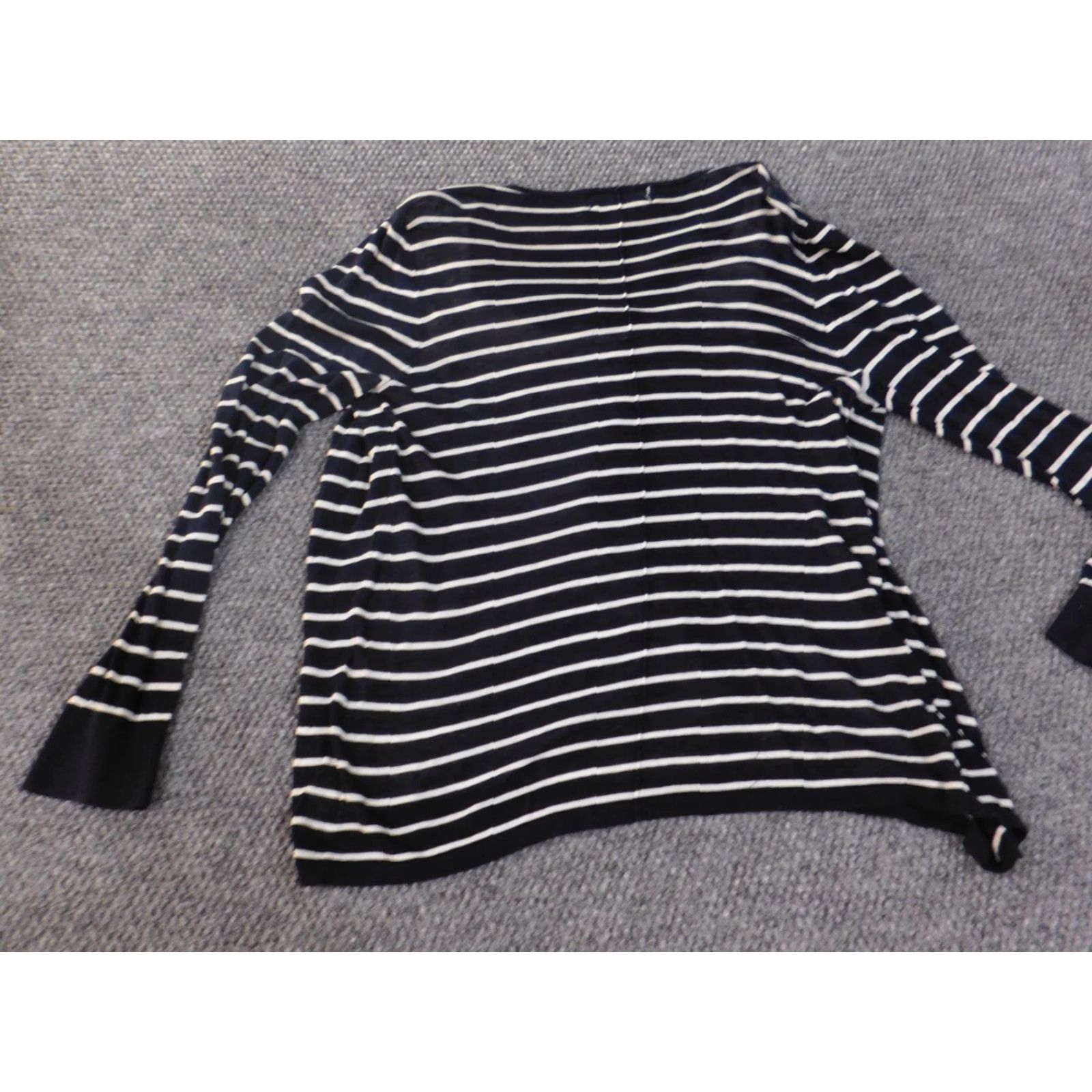 Michael Kors Michael Kors Blouse Women XL Blue Striped Pullover Round Neck Casual Denim Cotton Ruffle Stretch Regular Classic Basic Shirt Top Size XL / US 12-14 / IT 48-50 - 7 Thumbnail