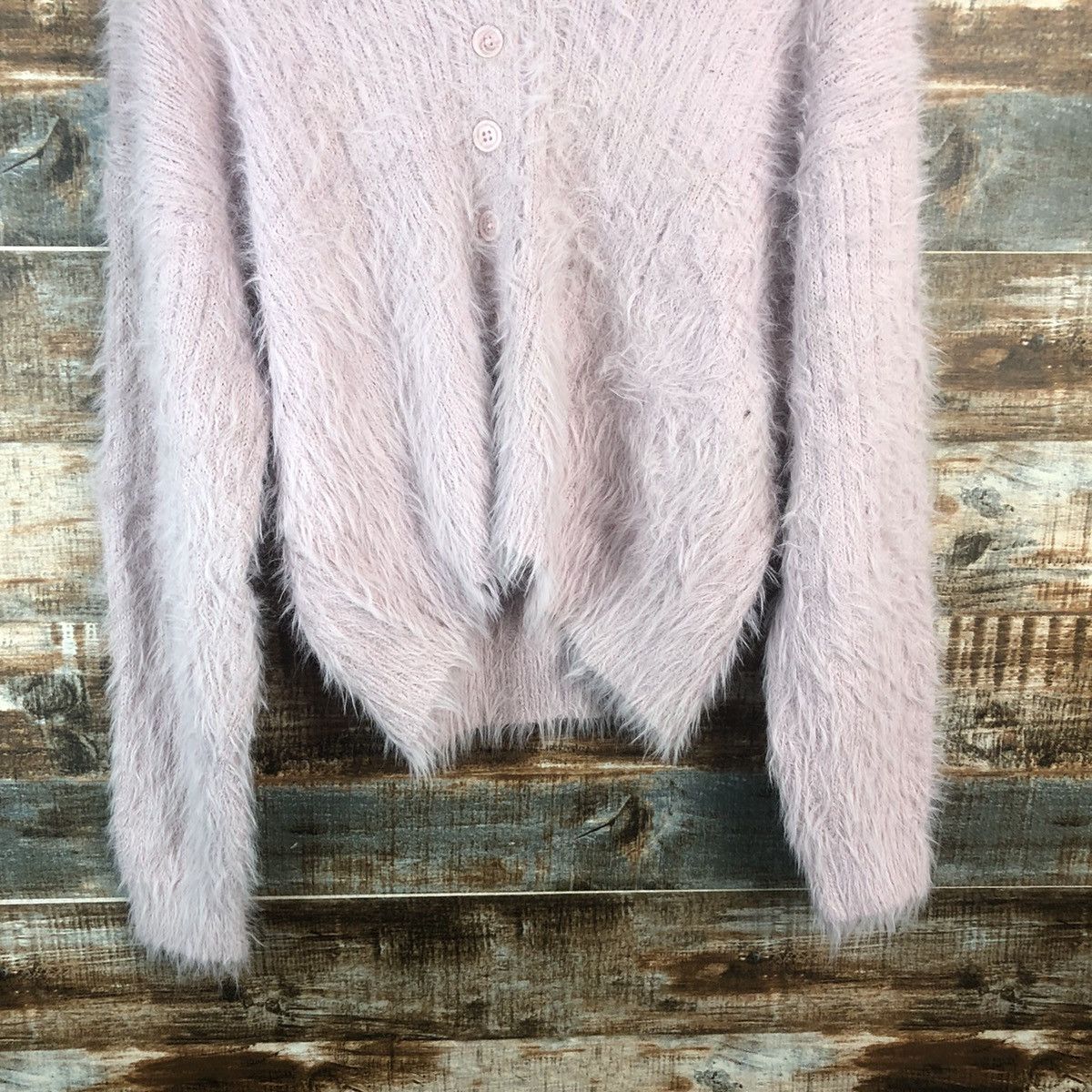 Japanese Brand DL Ingni Pink Mohair shaggy fur Knitwear #C396 Size M / US 6-8 / IT 42-44 - 11 Thumbnail