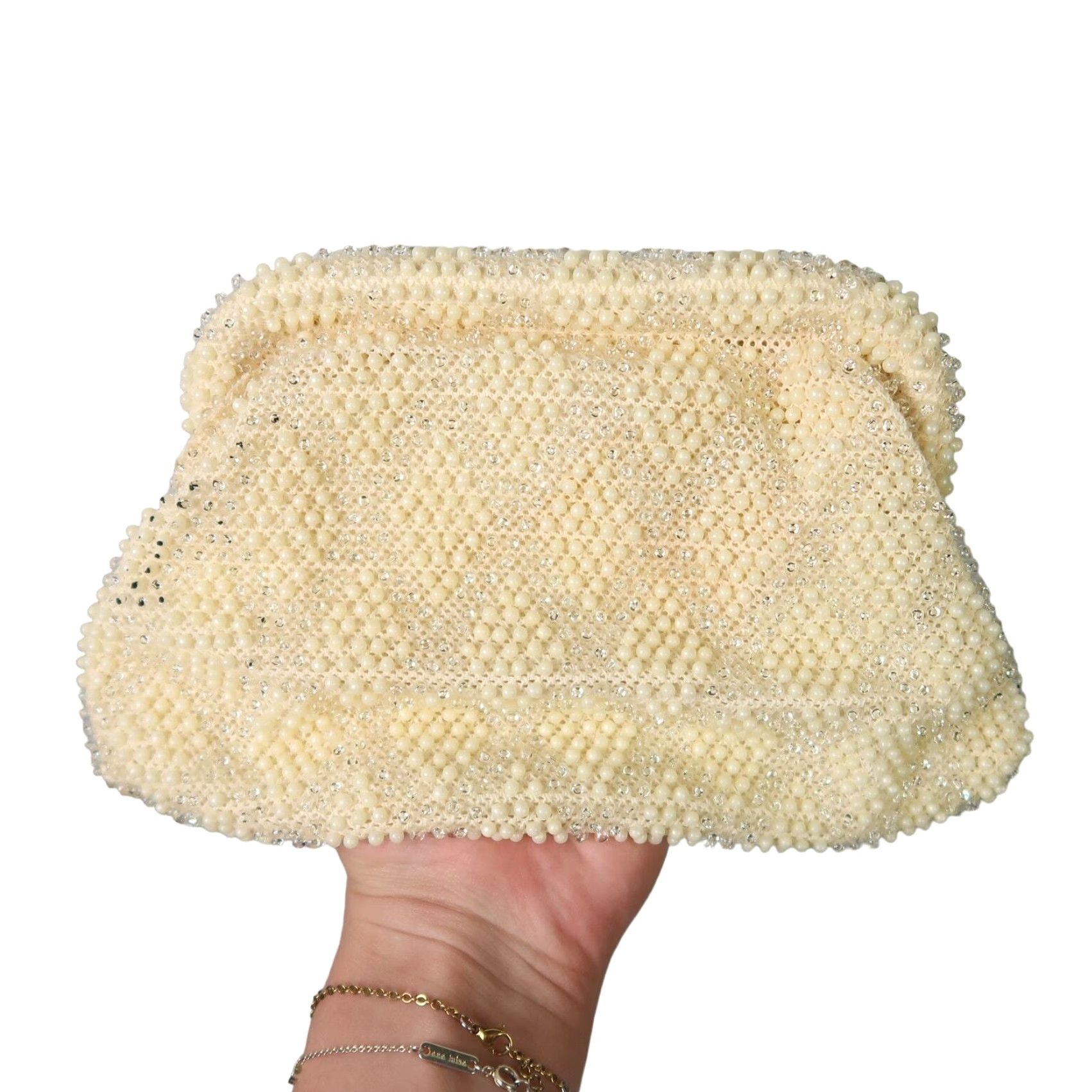 Vintage VINTAGE Beaded Cream Corde Clutch Bag Evening PURSE Women's Small 50s Retro Party" Size ONE SIZE - 2 Thumbnail