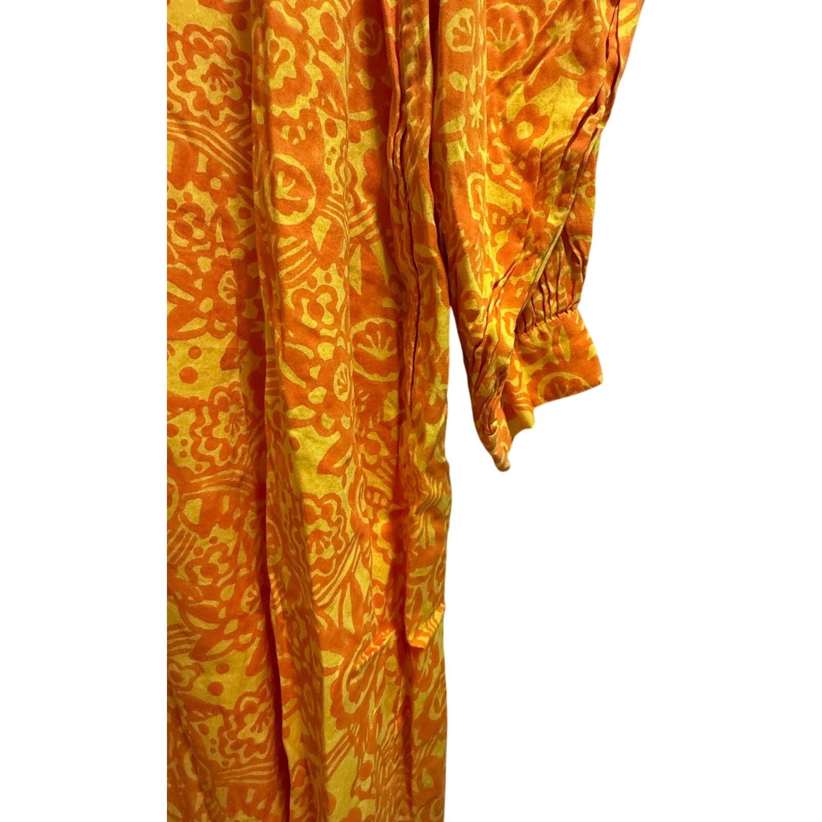 Other Kate Austin 100% Cotton Orange Yellow Oversized Caftan Dress Size M / US 6-8 / IT 42-44 - 5 Thumbnail