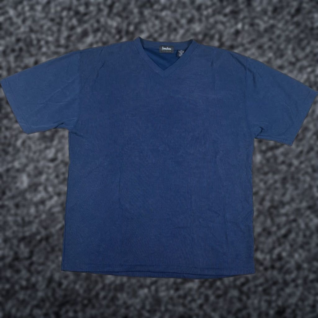 Neiman Marcus VINTAGE Neiman Marcus V Neck Shirt Mens L Blue Rayon T-Shirt Size US L / EU 52-54 / 3 - 1 Thumbnail
