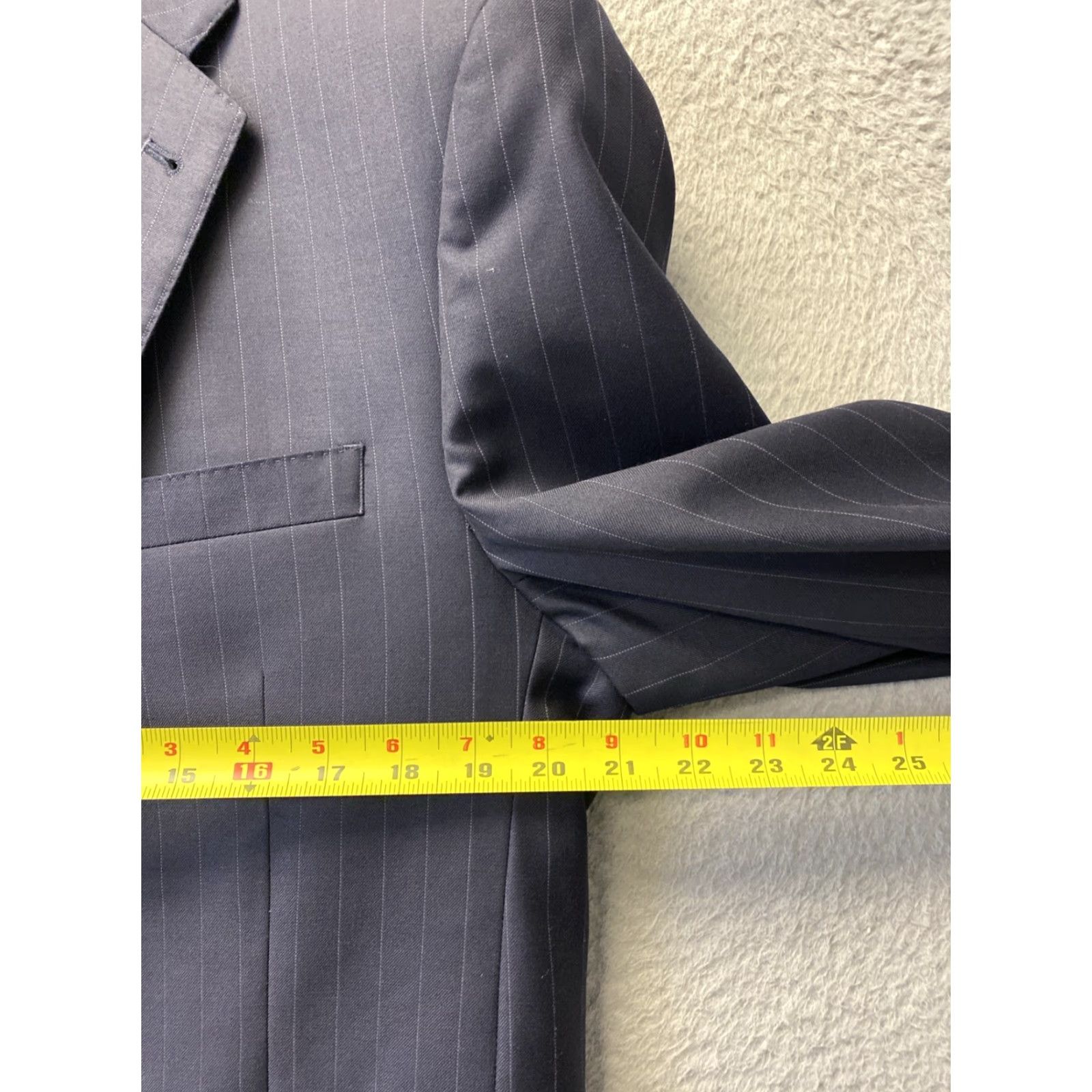 Jos. A. Bank Jos A Bank Blazer Jacket Mens 41R Navy Striped Wool Blue Sport Coat 0070 Size 42R - 5 Thumbnail