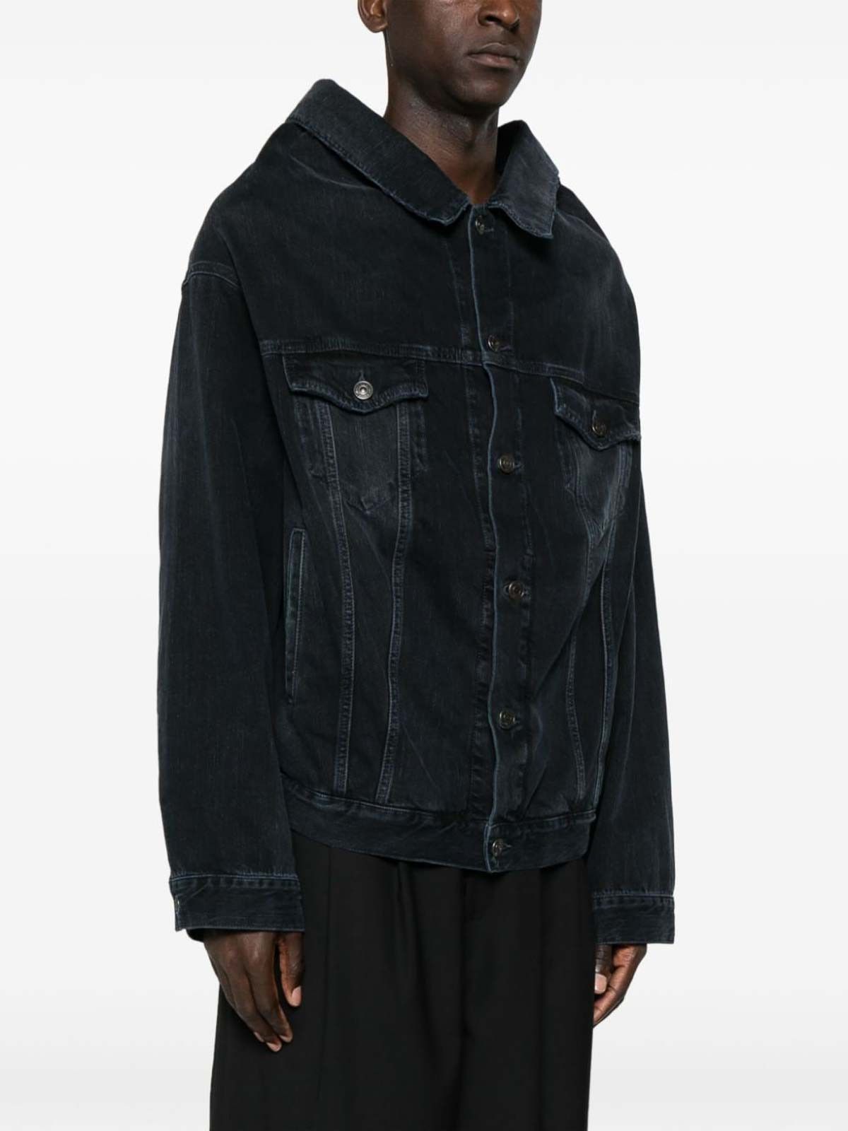 Balenciaga o1w1db10426 Off Shoulder Jacket in Dark Navy Size US XS / EU 42 / 0 - 6 Thumbnail