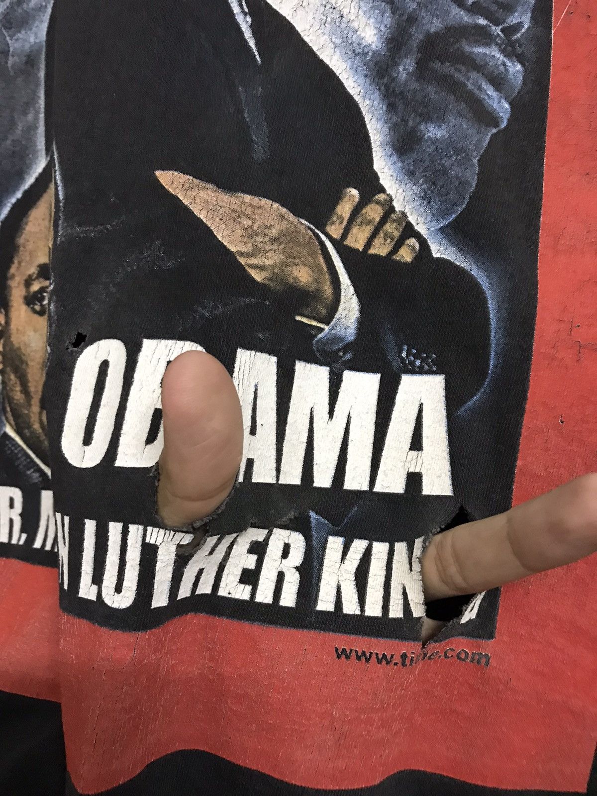 Vintage Vintage Distres Sunfaded tees Obama/ Dr.Martin Luther King Size US XL / EU 56 / 4 - 8 Thumbnail