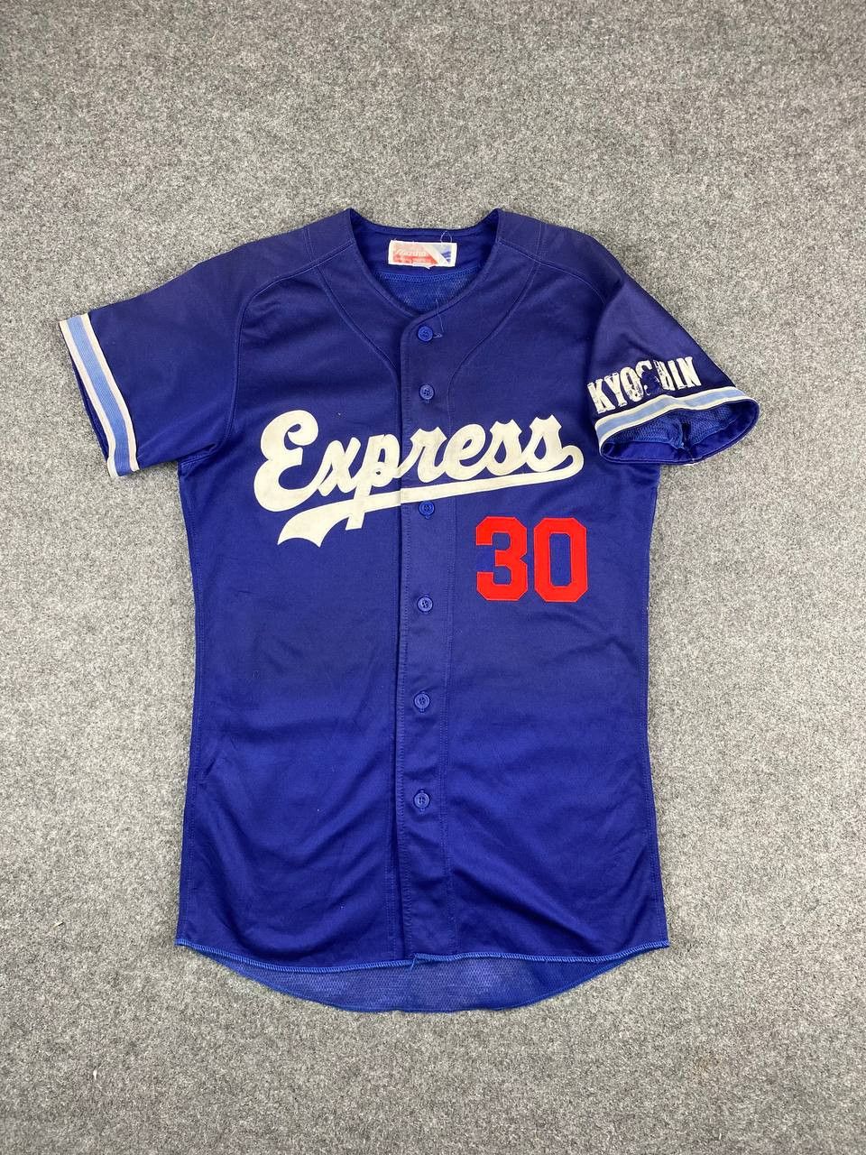 image of Vintage Mizuno s Baseball Jersey Nice Design in Purple, Men's (Size Large)