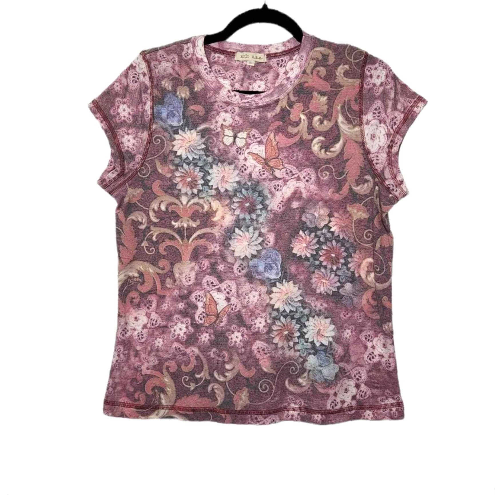 Doublet VINTAGE Y2K Ecit XL Double Sided All Over Floral Flower Monarch Collage Shirt Size XL / US 12-14 / IT 48-50 - 2 Thumbnail