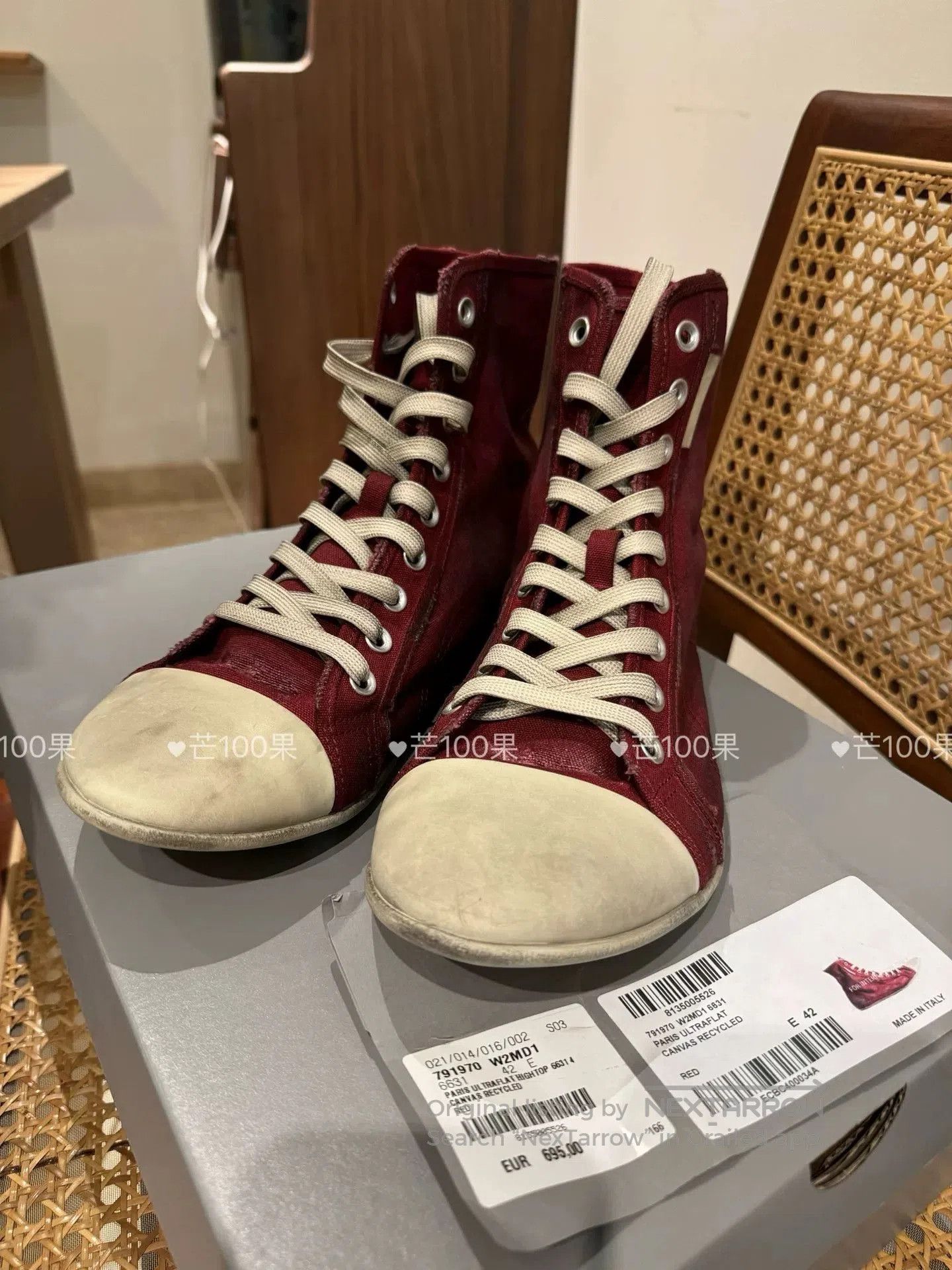 Balenciaga Balenciaga Vintage Distressed Burgundy Canvas Shoes. Size US 10 / EU 43 - 9 Thumbnail