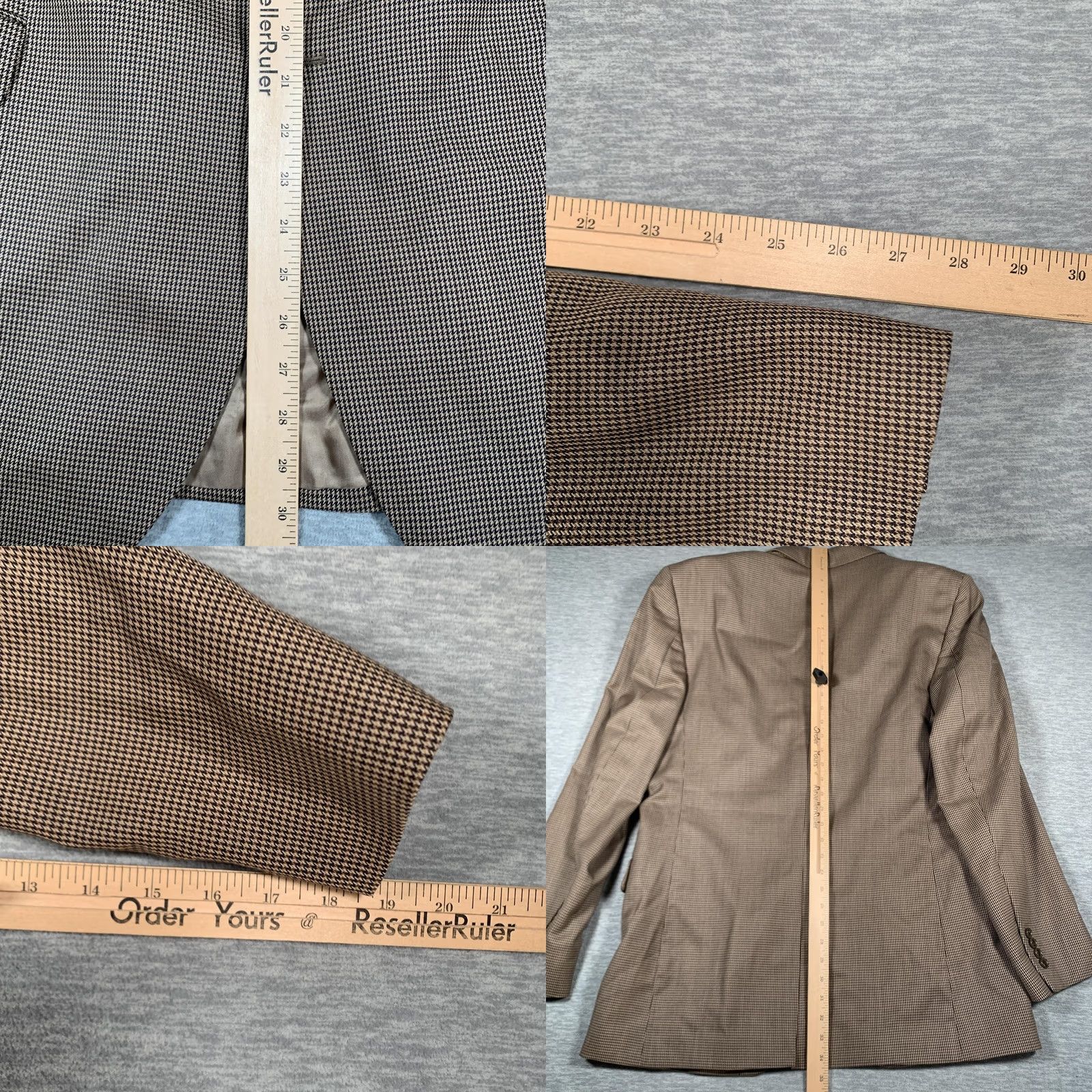 Jos. A. Bank Jos A Bank Mens 46 XL Brown Wool Houndstooth Sport Coat Jacket Signature Size US S / EU 44-46 / 1 - 8 Thumbnail