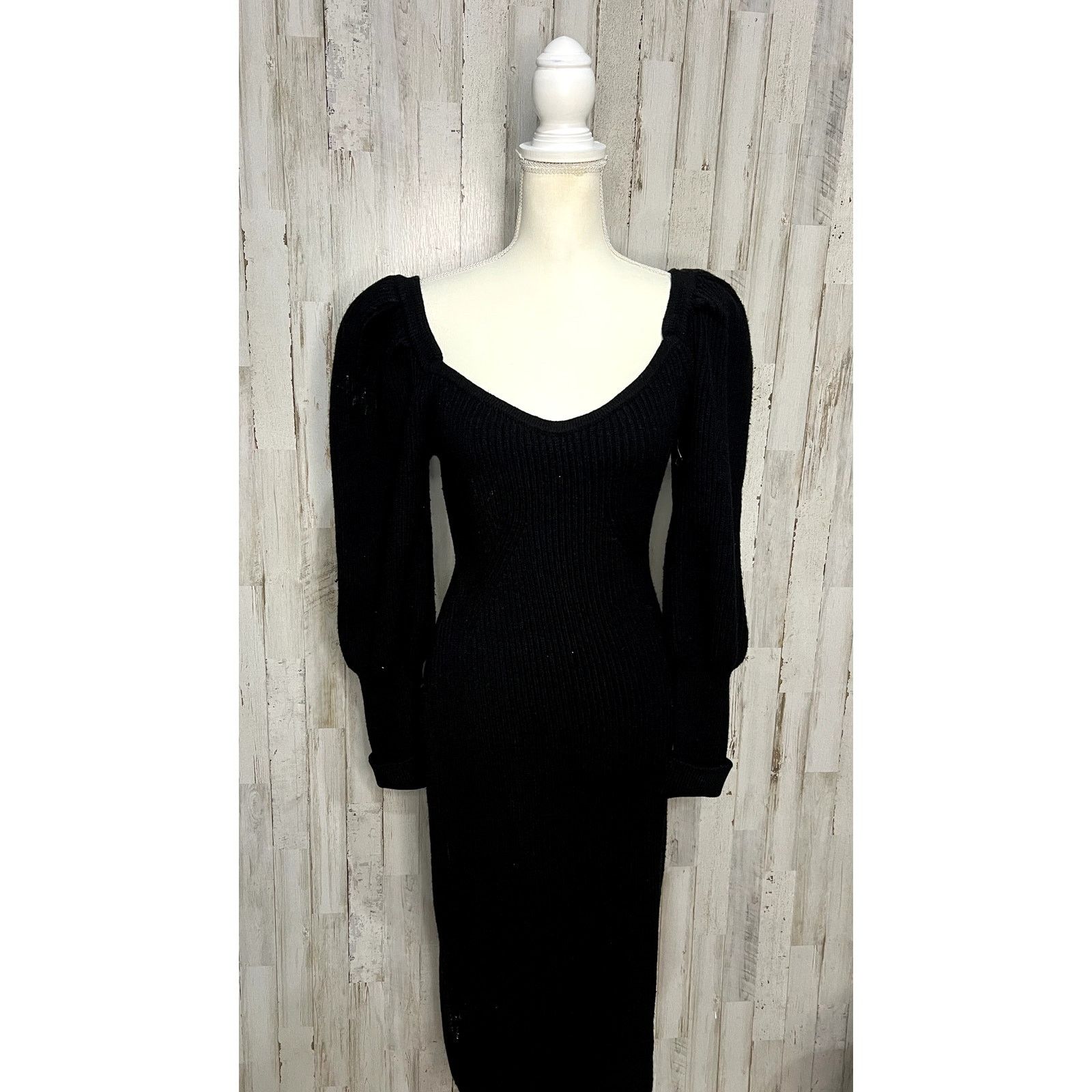 ASTR The Label ASTR The Label Women's Black Ribbed Knit Bodycon Midi Dress Size M / US 6-8 / IT 42-44 - 1 Thumbnail