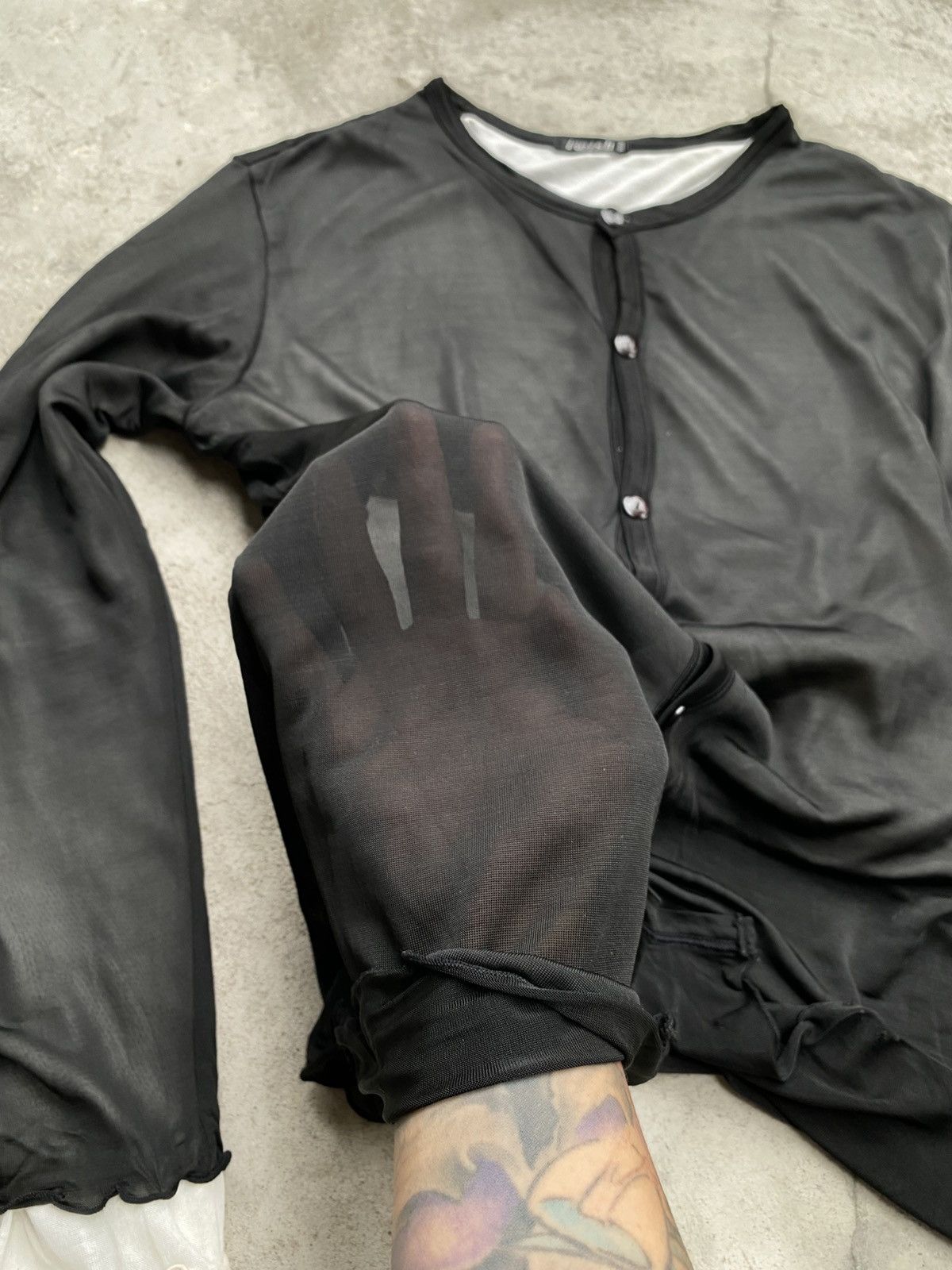 Yohji Yamamoto YOHJI YAMAMOTO I WISH YS BIS MESH DOUBLE LAYER CARDIGAN Size ONE SIZE - 9 Thumbnail