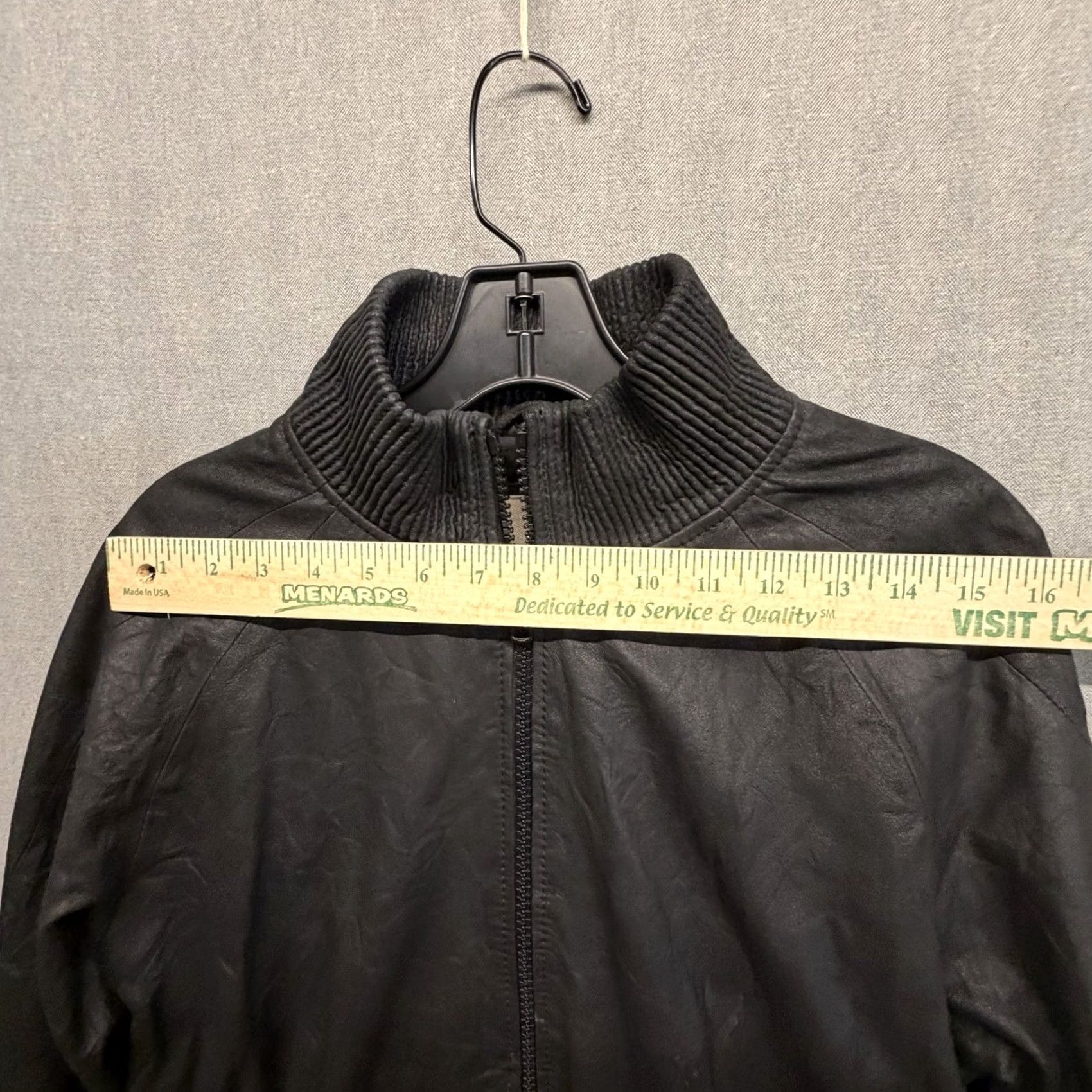 Vintage Invisible Tailoring Leather Bomber Jacket Men Medium Black Zip Size US M / EU 48-50 / 2 - 2 Thumbnail