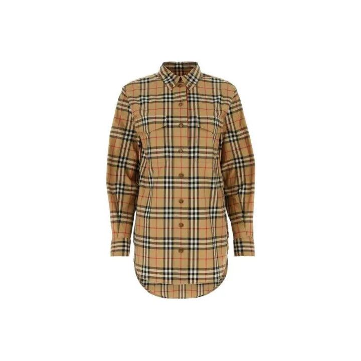 Burberry Burberry Beige Check Long Sleeve Button-Up Shirt 0079 Size S / US 4 / IT 40 - 1 Thumbnail