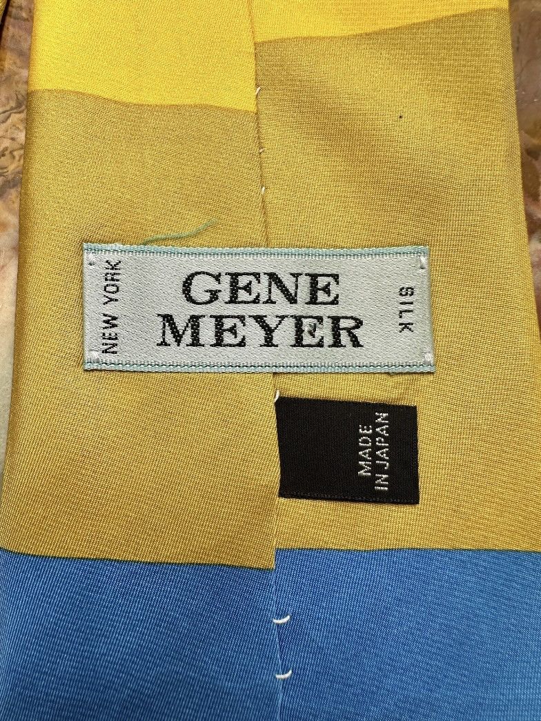 Other VINTAGE 1990s GENE MEYER SILK TIE BLUE YELLOW STARS JAPAN Size ONE SIZE - 5 Thumbnail