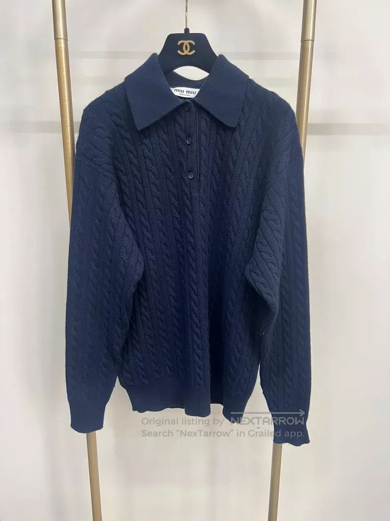 Miu Miu Miu Miu 38 Tibetan blue hemp pattern POLO knitted sweater Size M / US 6-8 / IT 42-44 - 1 Thumbnail
