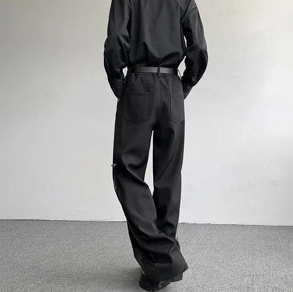 Japanese Brand Avant garde retro buckle pu leather mix pleated pants Size US 32 / EU 48 - 6 Thumbnail