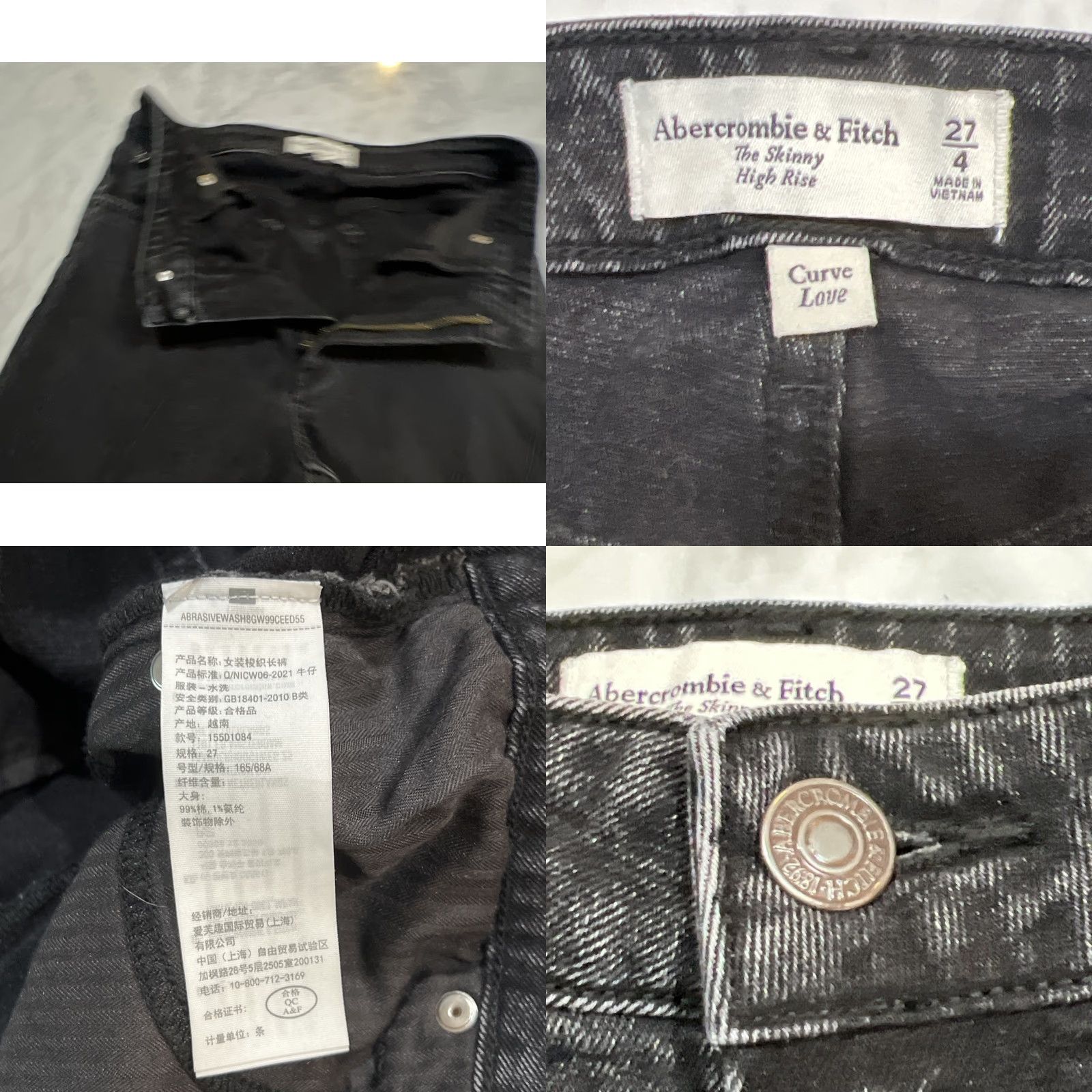 Abercrombie & Fitch Abercrombie Fitch Jeans Womens 28x30 Black High Rise The Skinny Curve Love 90s Vintage-Feel Not Vintage Size 27" / US 4 / IT 40 - 8 Thumbnail